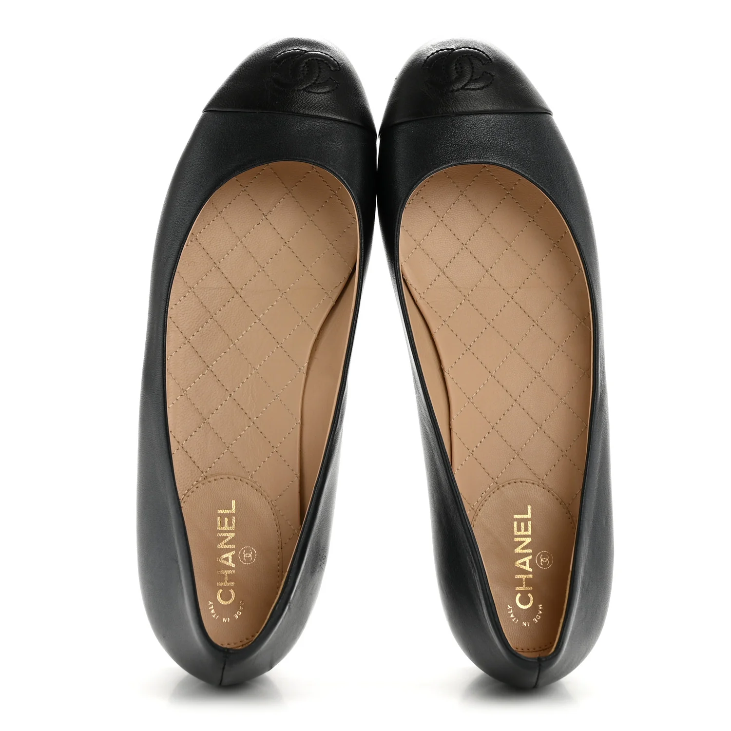 Lambskin Cap Toe Ballerina Flats 38.5 Dark Navy Black - Image 2
