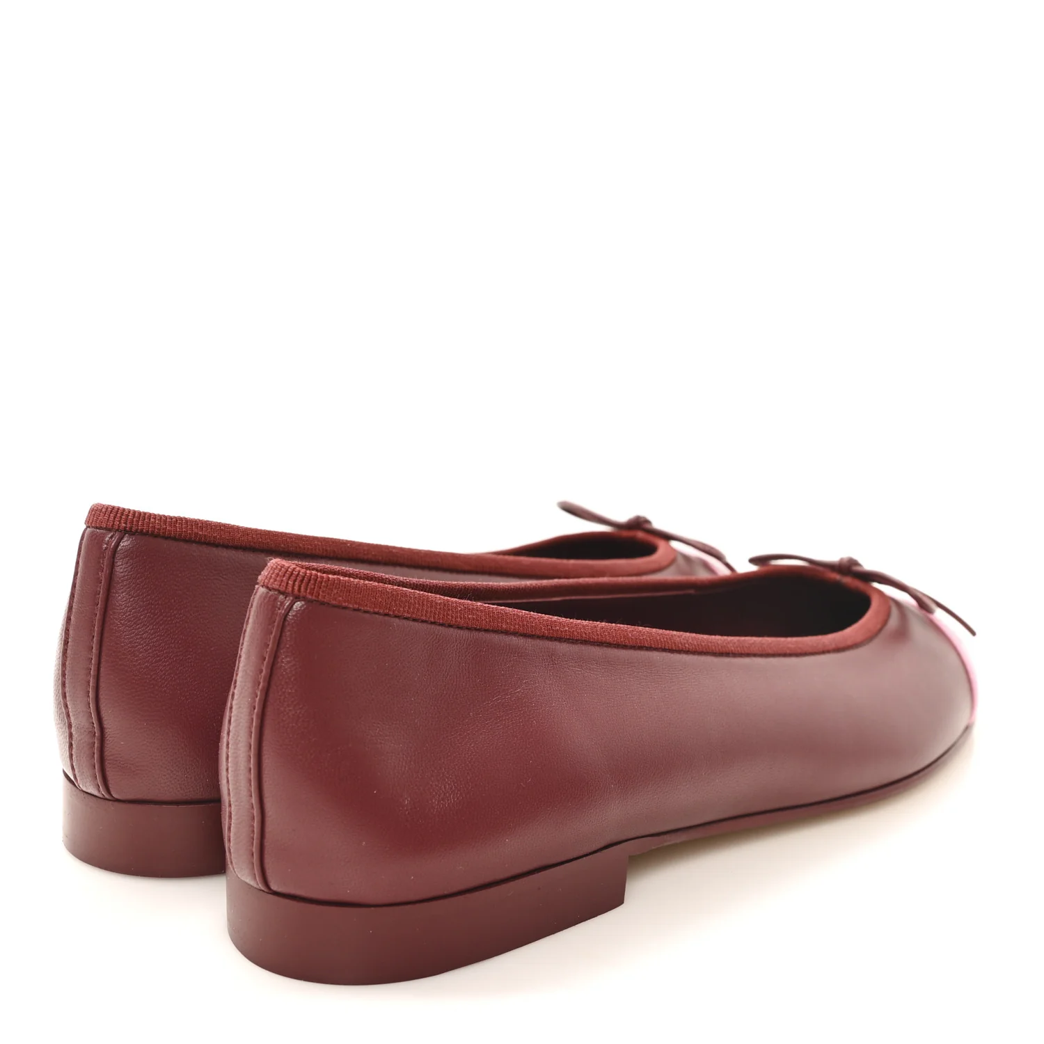 Lambskin Cap Toe CC Ballerina Flats 37 Burgundy Pink - Image 5