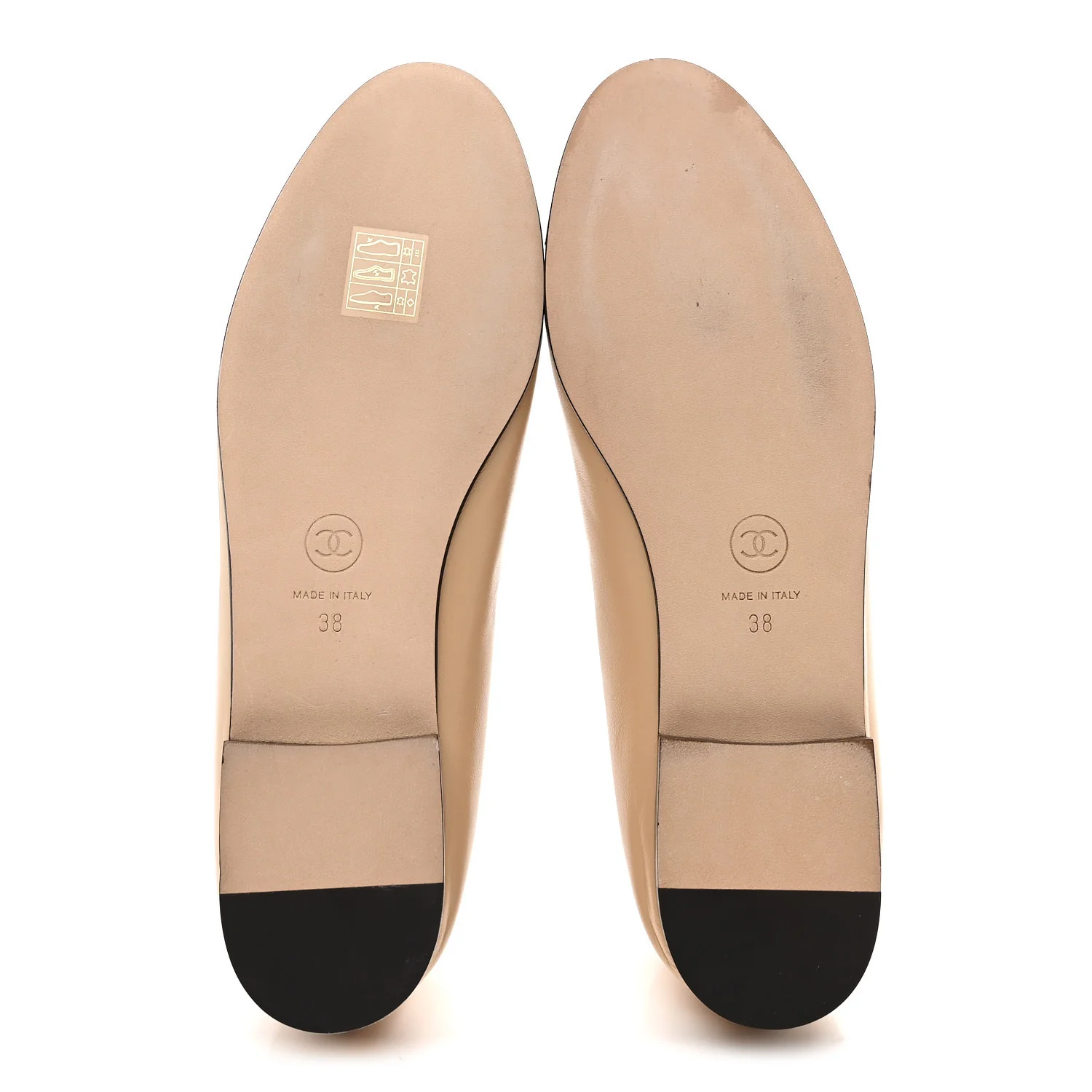Lambskin Cap Toe CC Ballerina Flats 38 Beige Black - Image 6