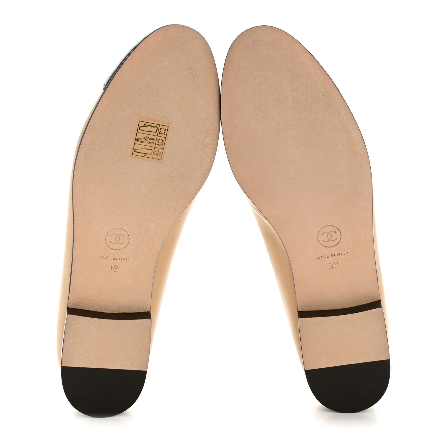 Lambskin Cap Toe CC Ballerina Flats 38 Beige Black - Image 6
