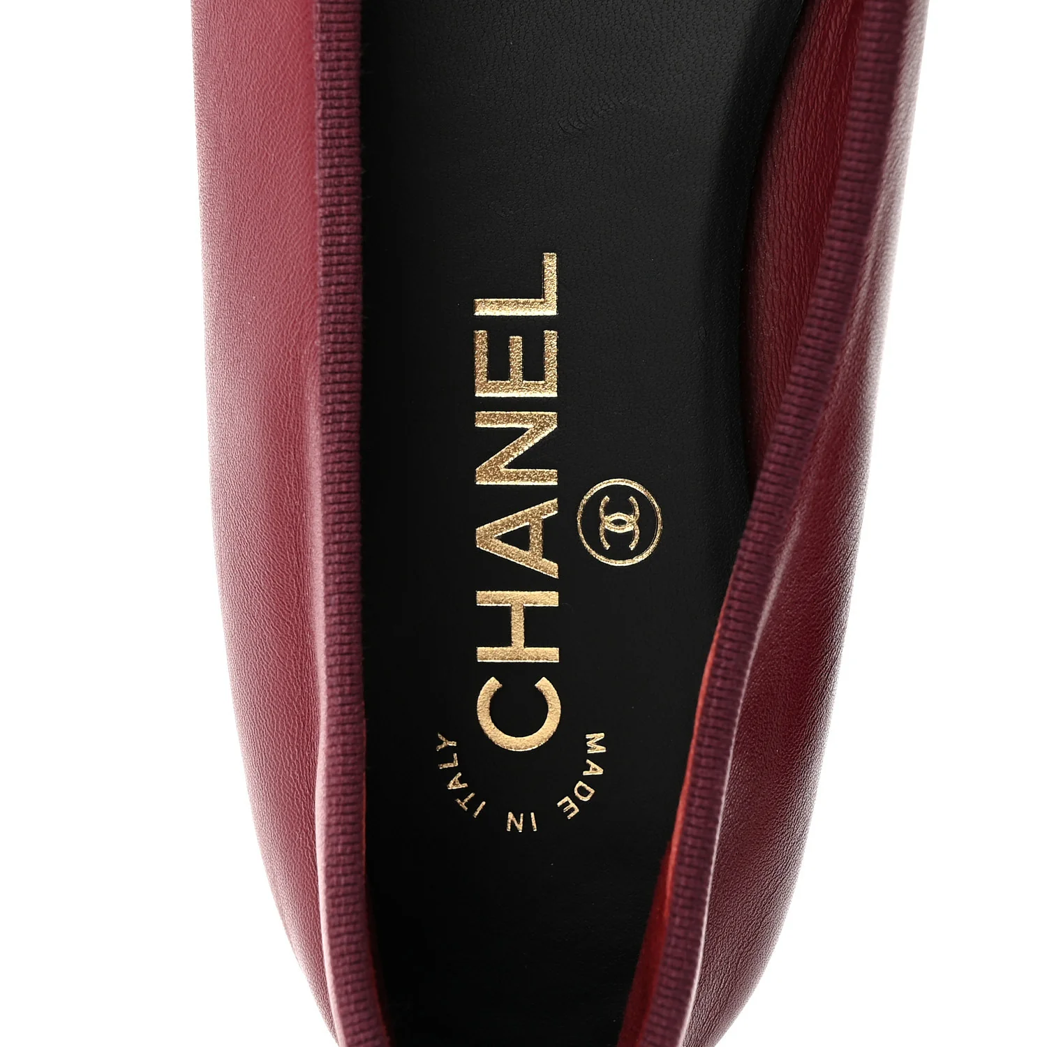 Lambskin Cap Toe CC Ballerina Flats 38 Burgundy Black - Image 8