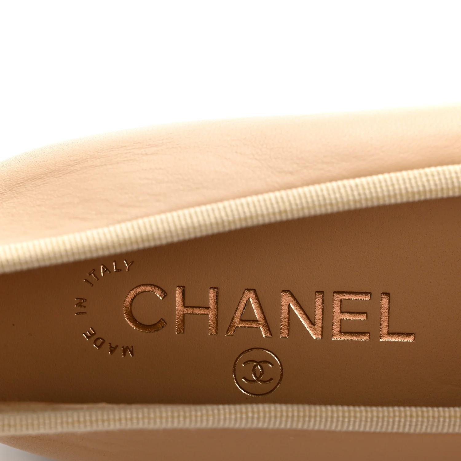 Lambskin Cap Toe CC Ballerina Flats 39 Beige Black - Image 8