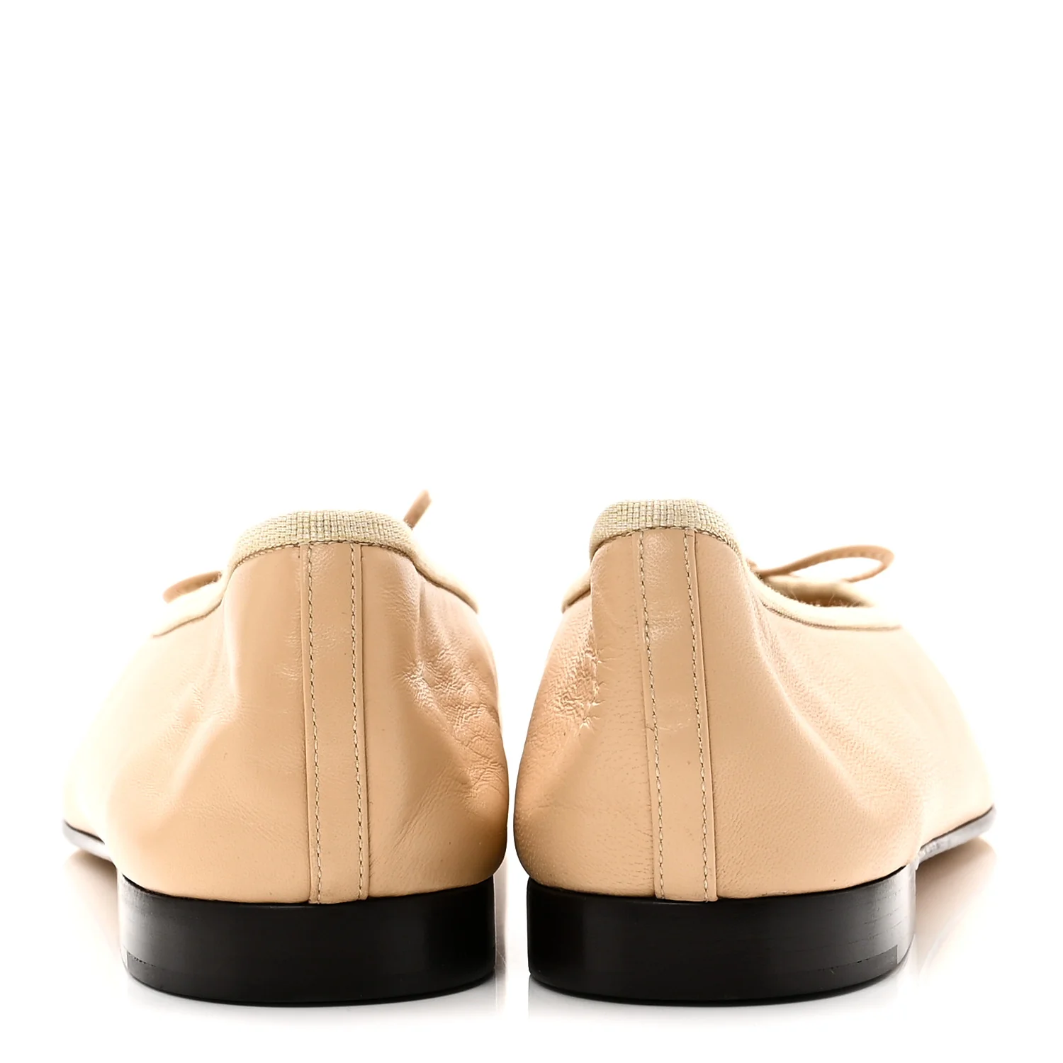 Lambskin Cap Toe CC Ballerina Flats 41.5 Beige Black - Image 6