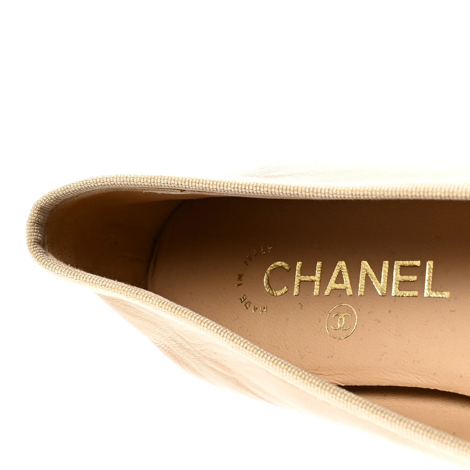 Lambskin Cap Toe CC Ballerina Flats 41.5 Beige Black - Image 9