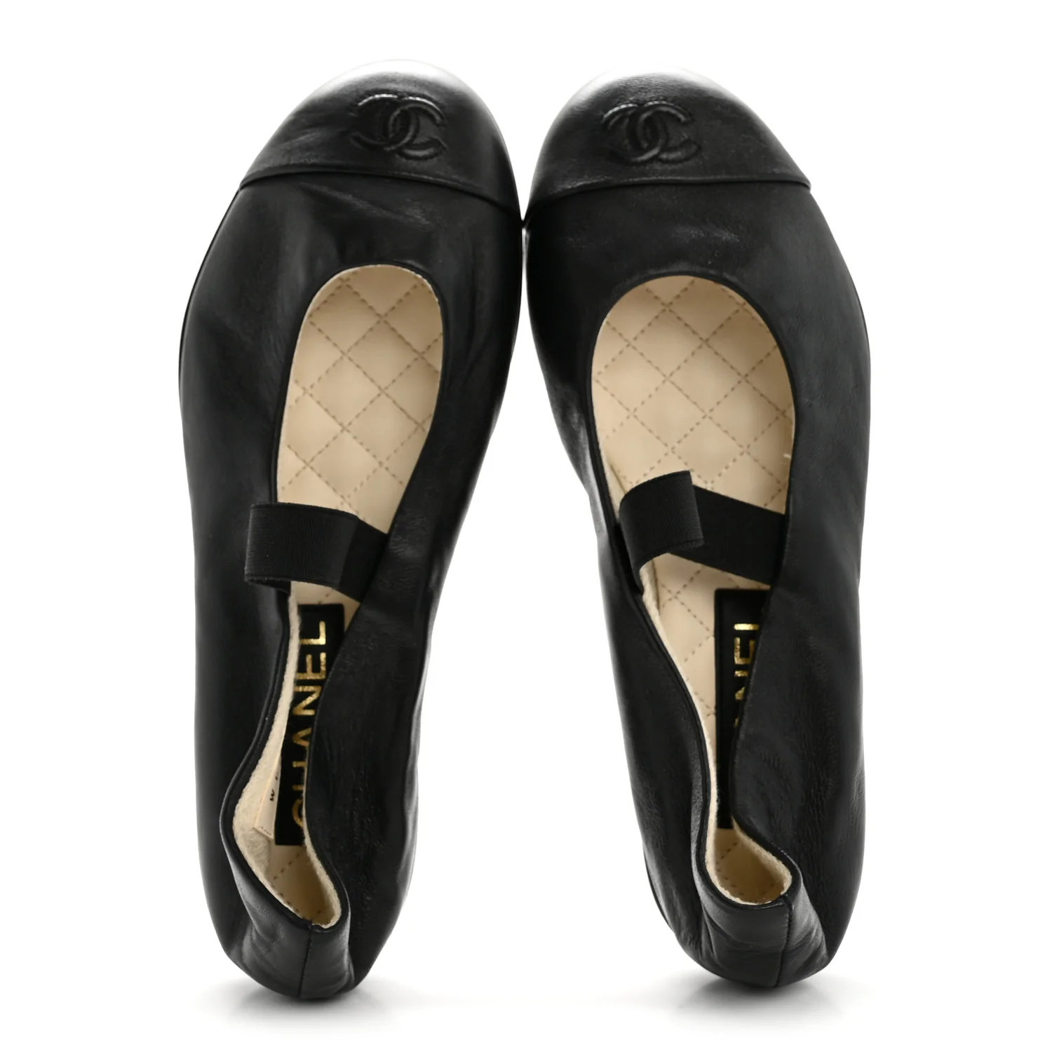 Lambskin Cap Toe CC Mary Jane Flats 38 Black - Image 2