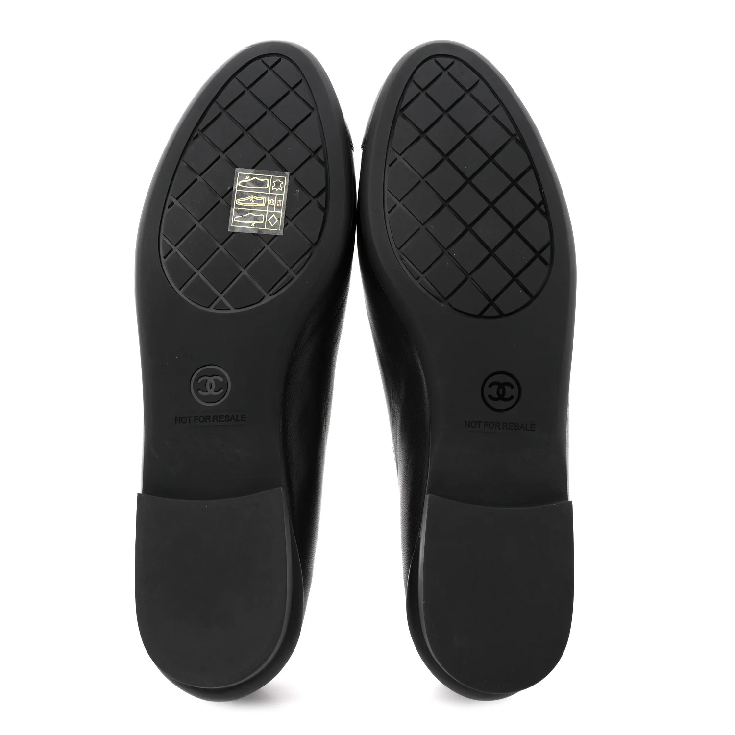 Lambskin Cap Toe CC Uniform Ballerina Flats 37.5 Black - Image 6
