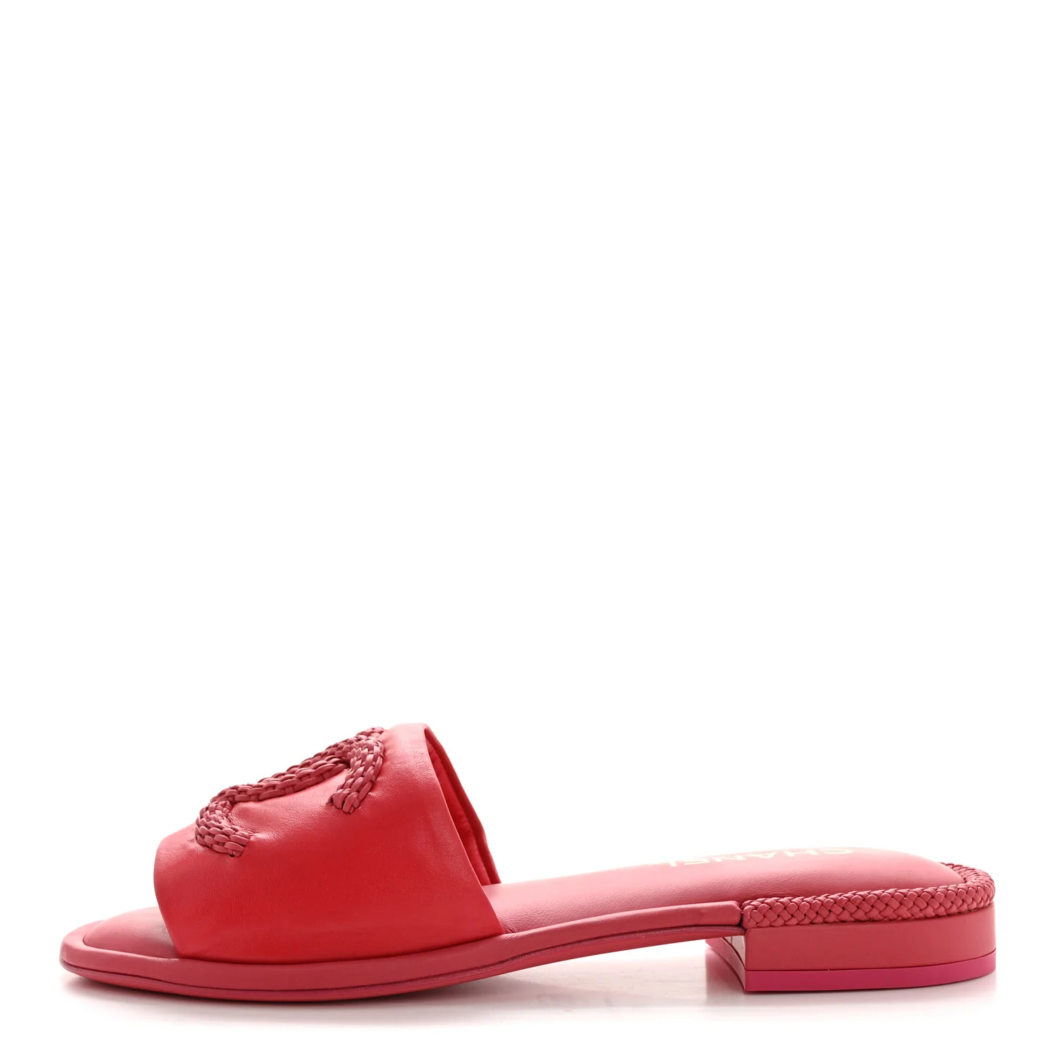 Lambskin CC Braided Mules 39 Red Pink