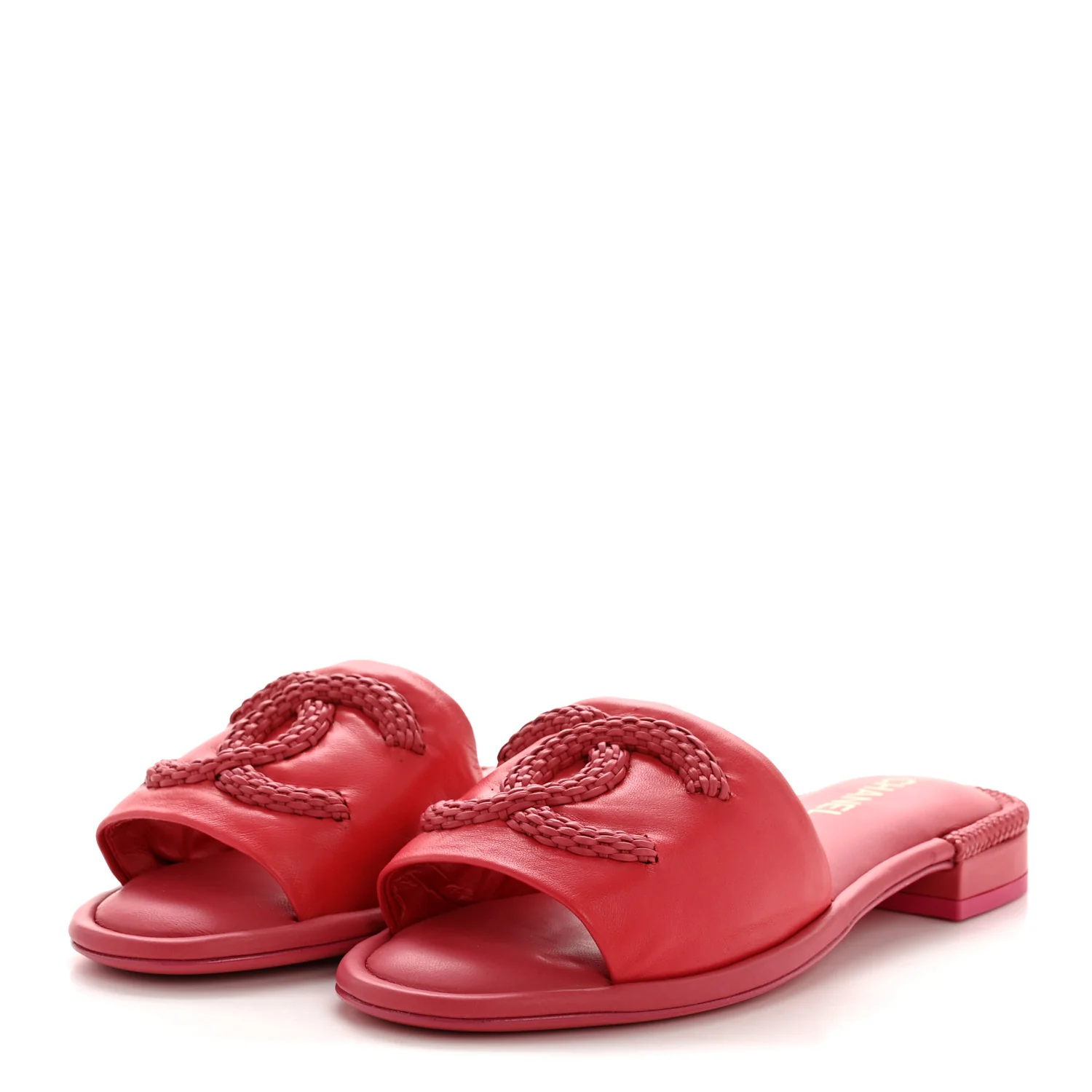 Lambskin CC Braided Mules 39 Red Pink - Image 4