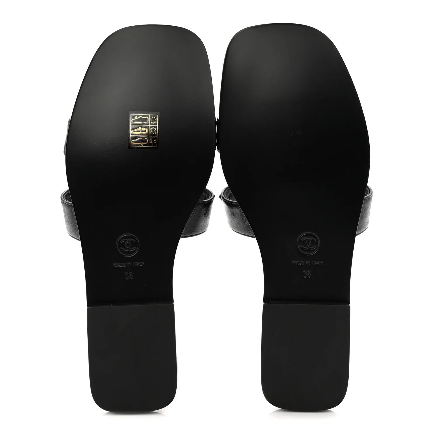 Lambskin CC Cut Out Mules Sandals 38 Black - Image 6