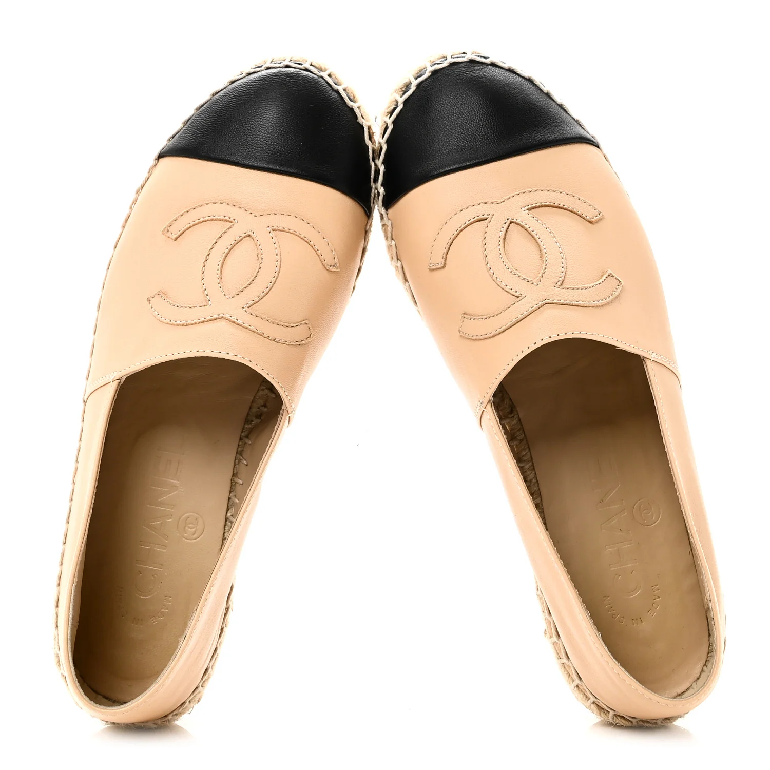 Lambskin CC Espadrilles 35 Beige Black - Image 2