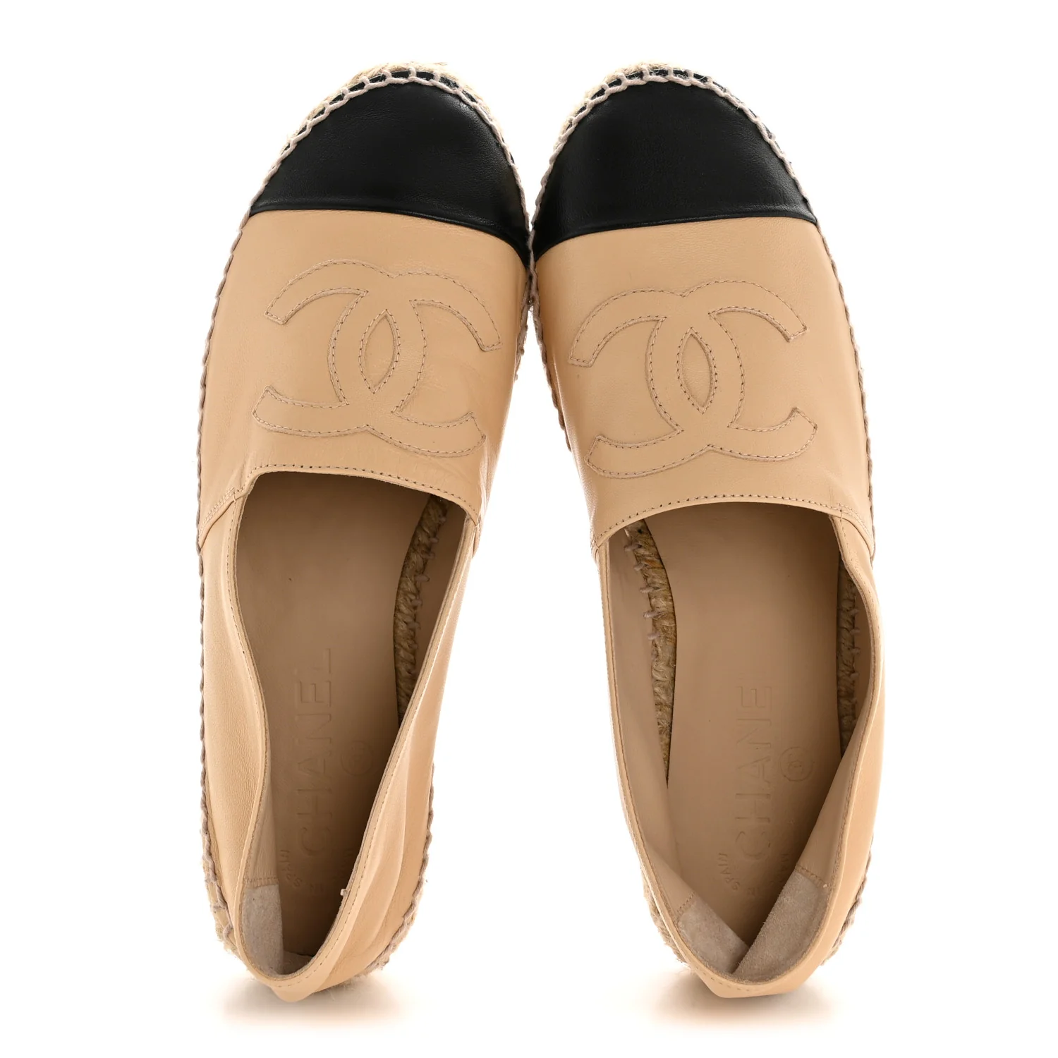 Lambskin CC Espadrilles 37 Beige Black - Image 2