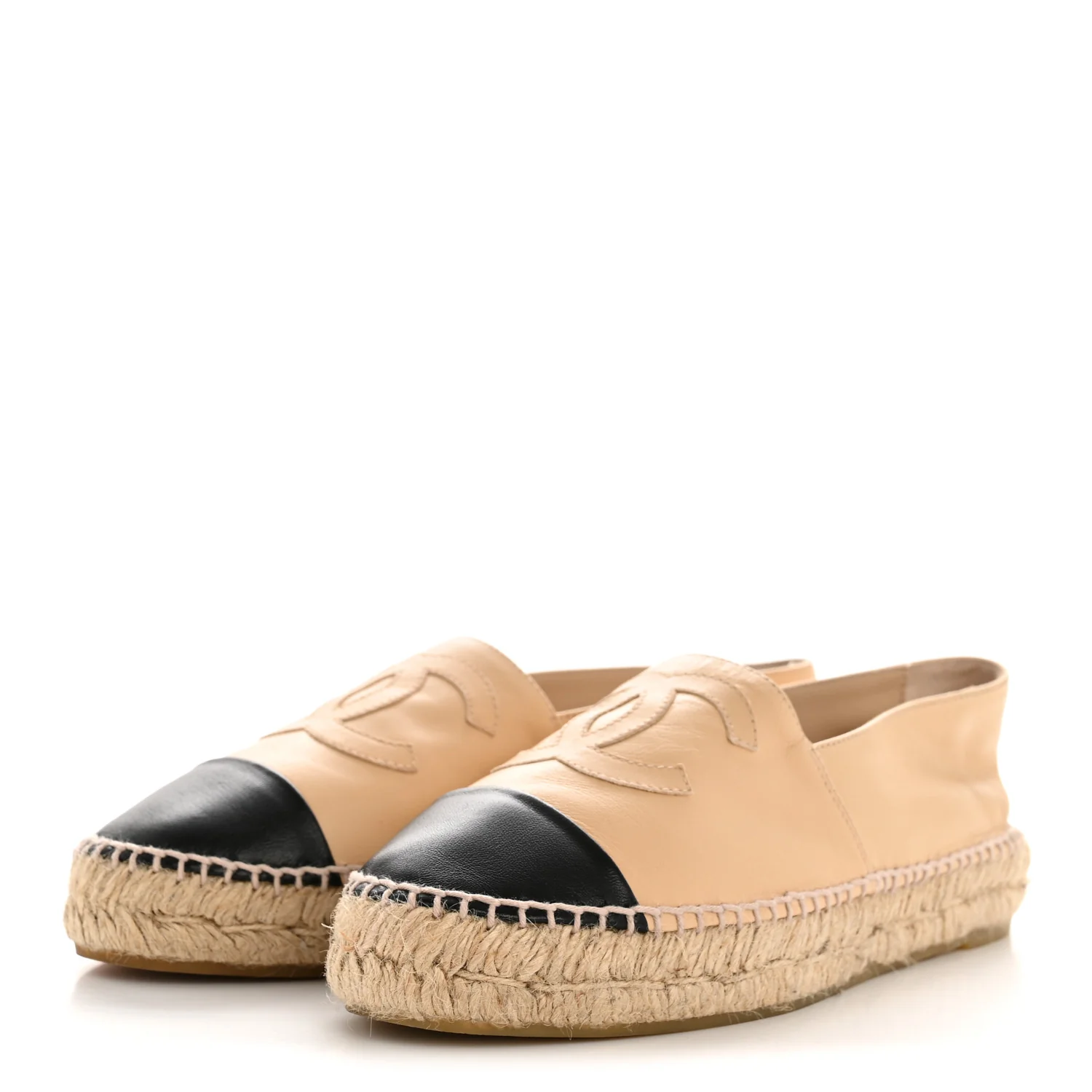 Lambskin CC Espadrilles 37 Beige Black - Image 4