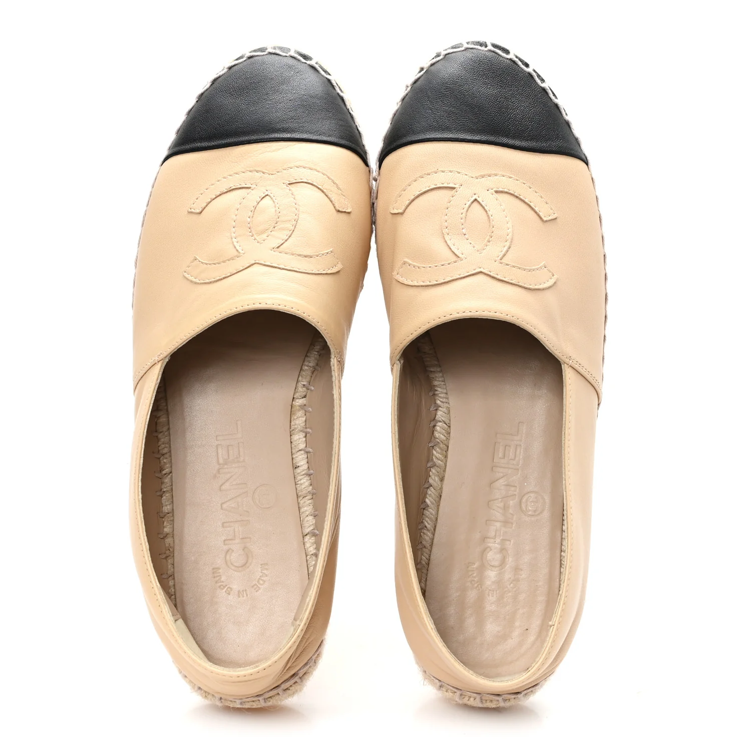 Lambskin CC Espadrilles 37 Beige Black - Image 2