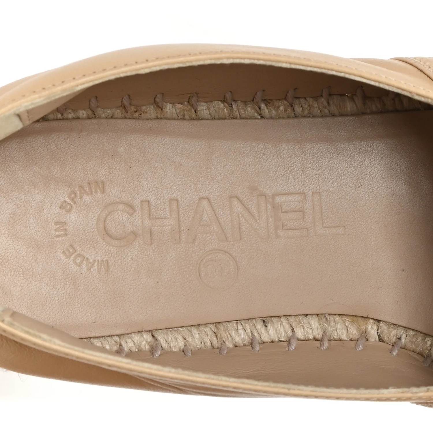 Lambskin CC Espadrilles 37 Beige Black - Image 8