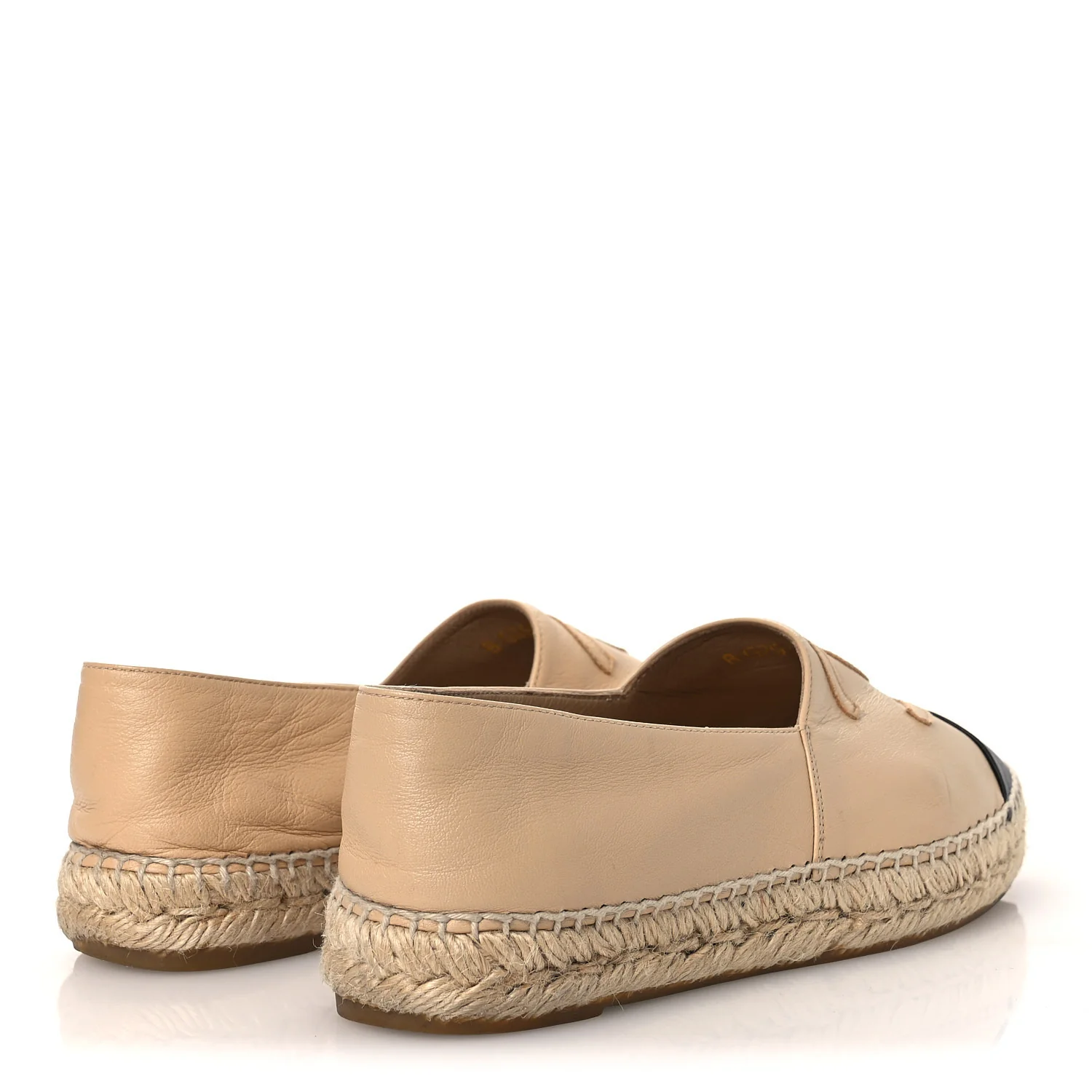 Lambskin CC Espadrilles 37 Beige Black - Image 5