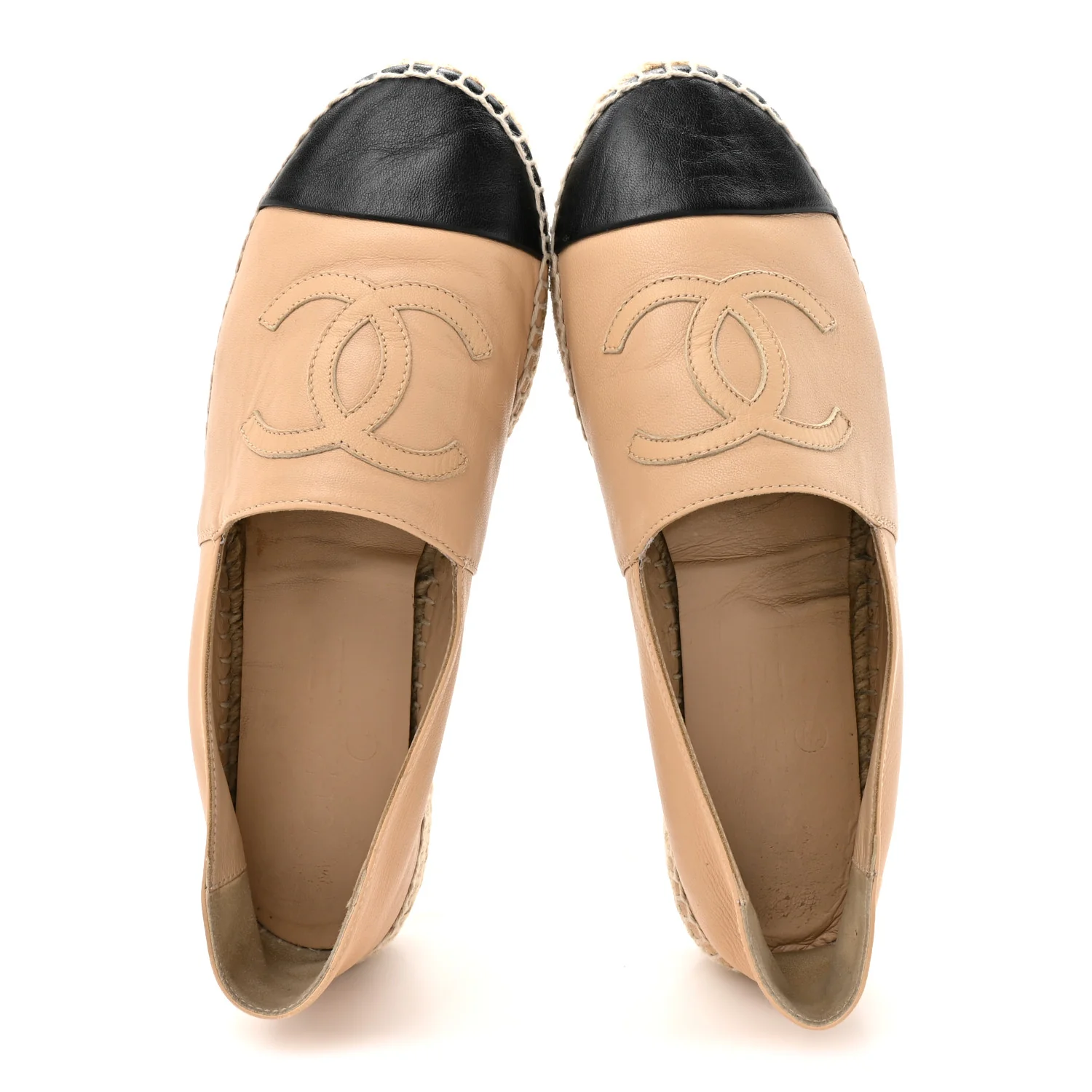 Lambskin CC Espadrilles 38 Beige Black - Image 2