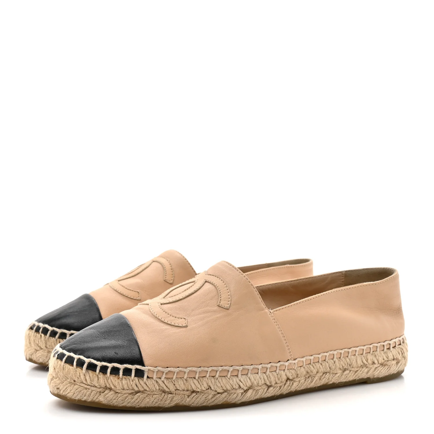 Lambskin CC Espadrilles 38 Beige Black - Image 4