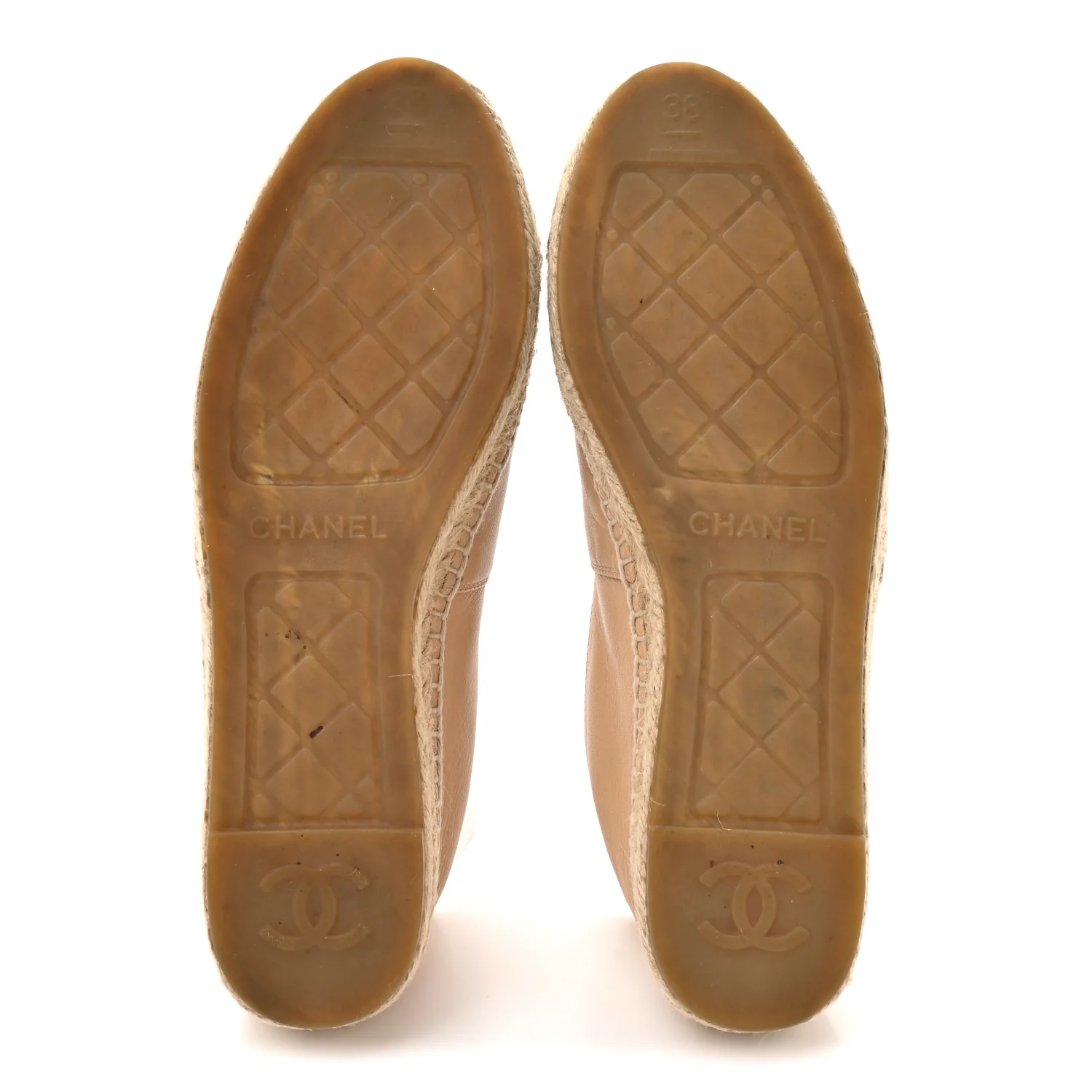 Lambskin CC Espadrilles 38 Beige Black - Image 6
