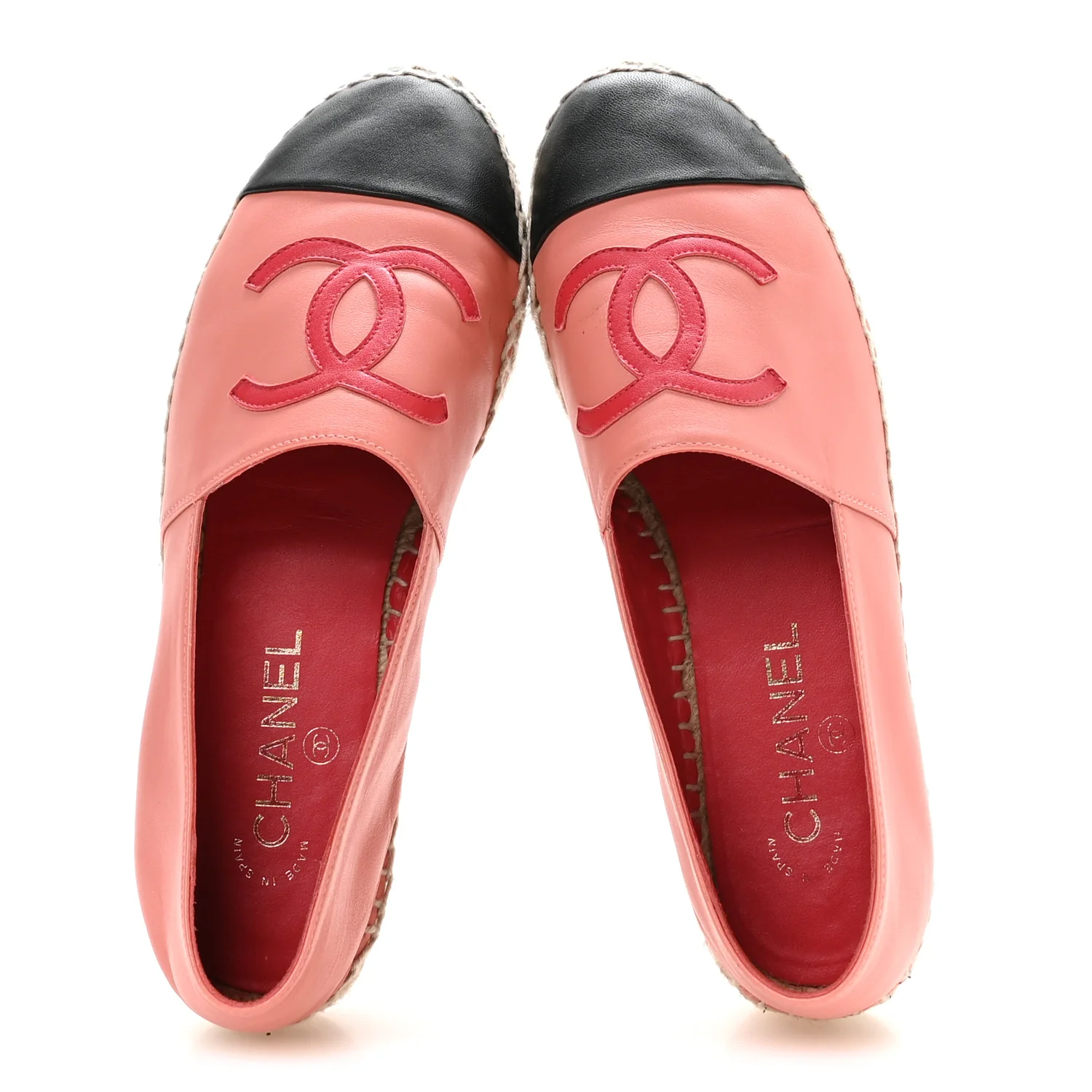Lambskin CC Espadrilles 38 Pink Red Black - Image 2