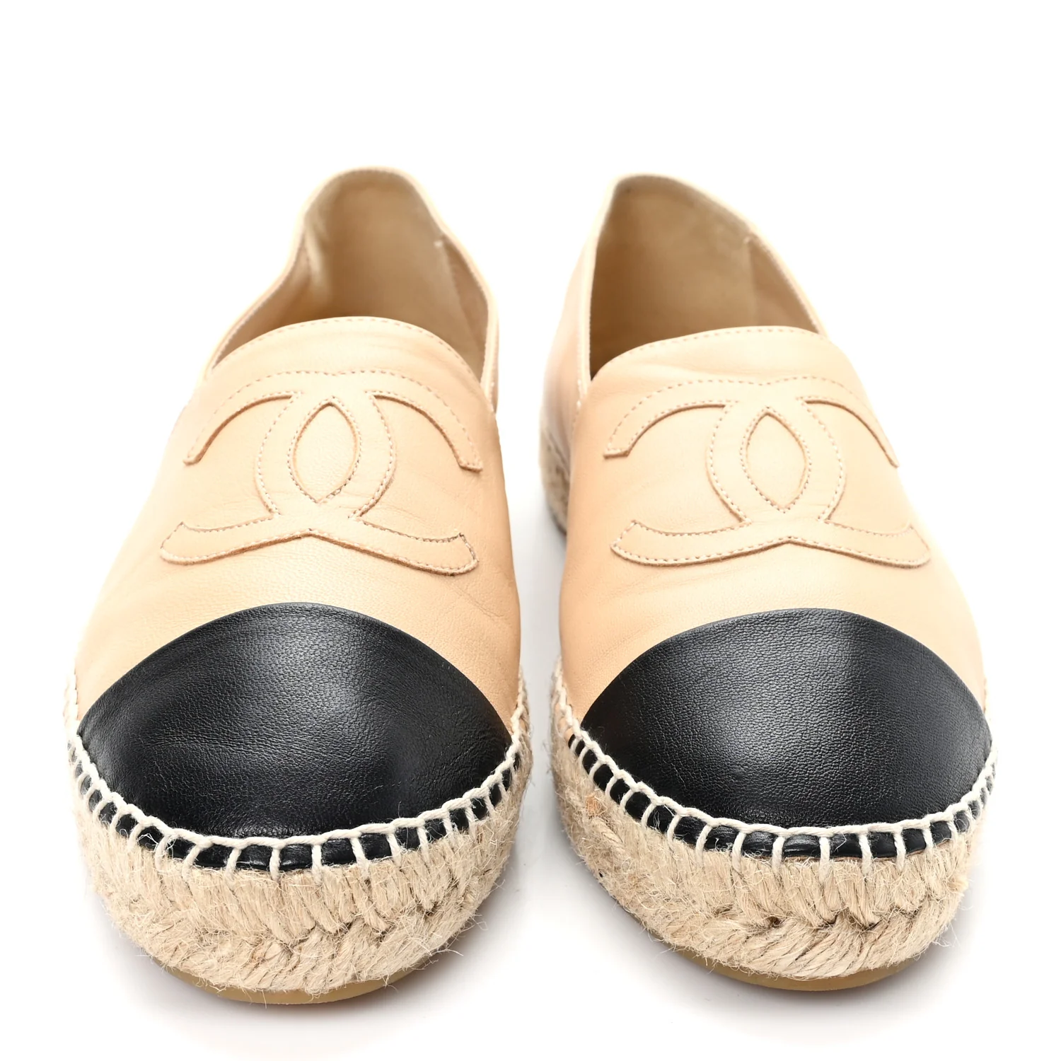 Lambskin CC Espadrilles 39 Beige Black - Image 3