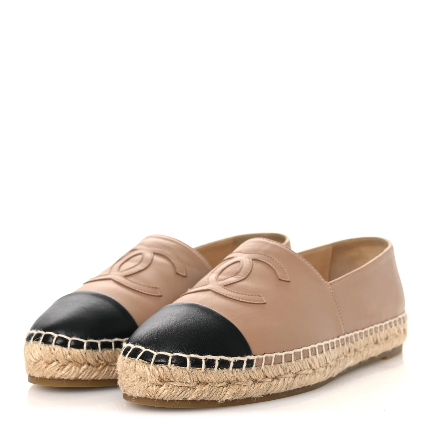Lambskin CC Espadrilles 40 Beige Black - Image 4