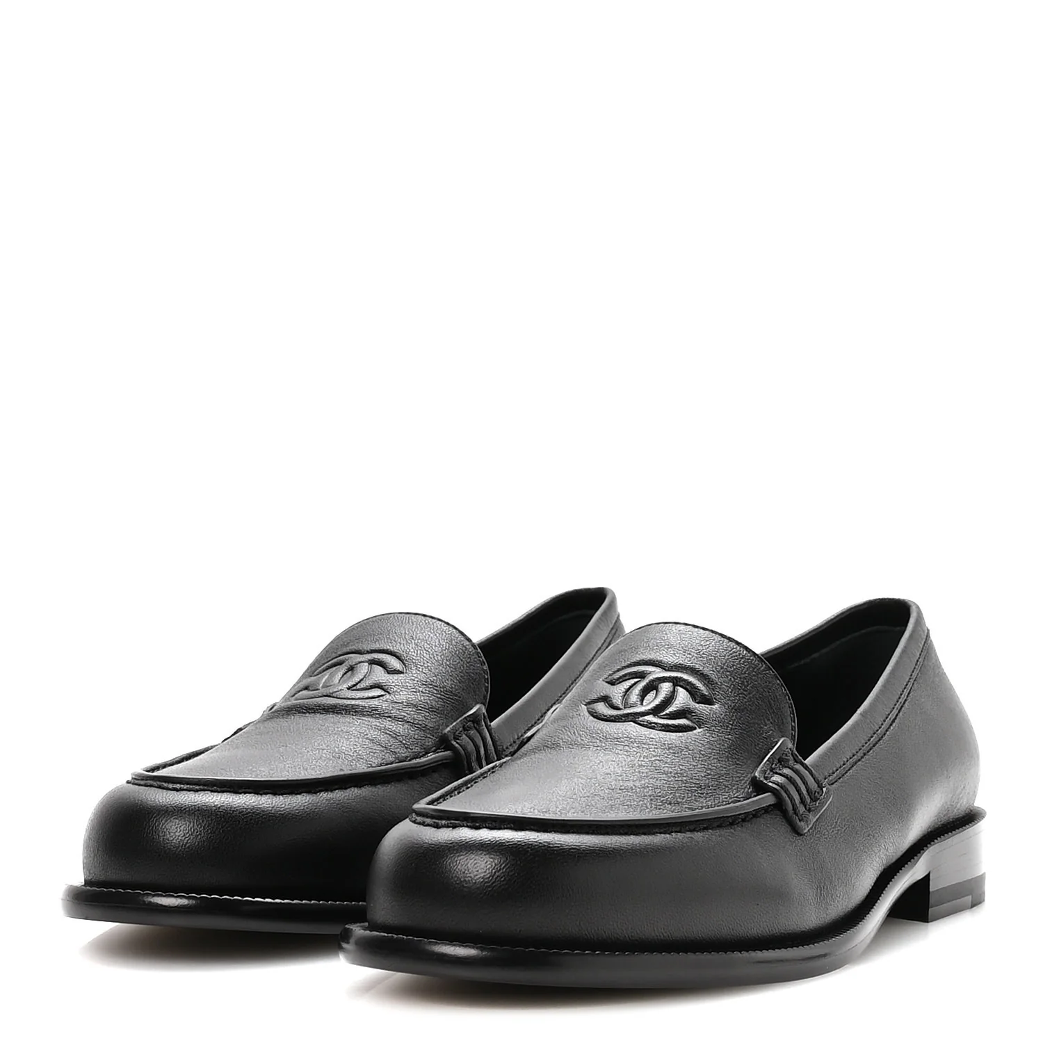 Lambskin CC Mocassin Loafers 37.5 Black - Image 4