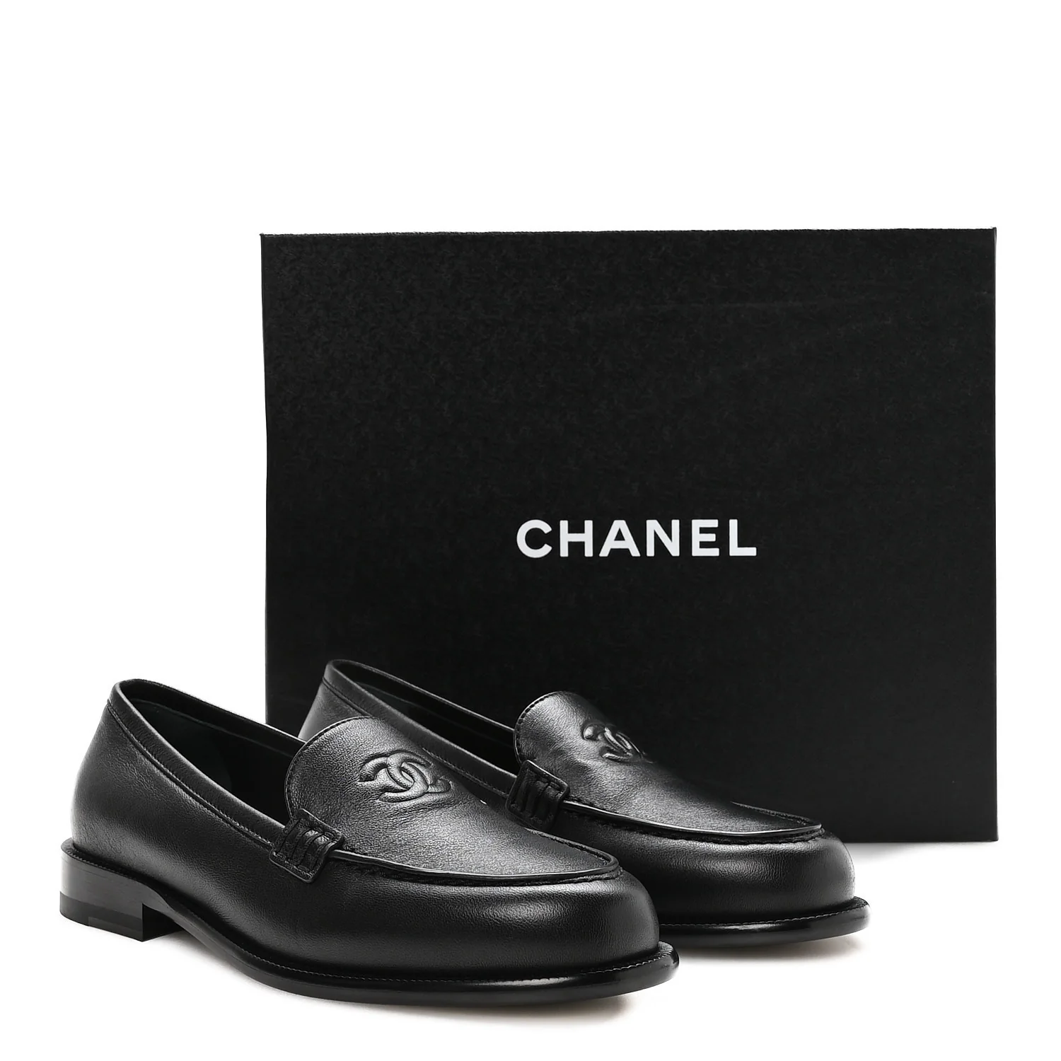Lambskin CC Mocassin Loafers 37.5 Black - Image 9