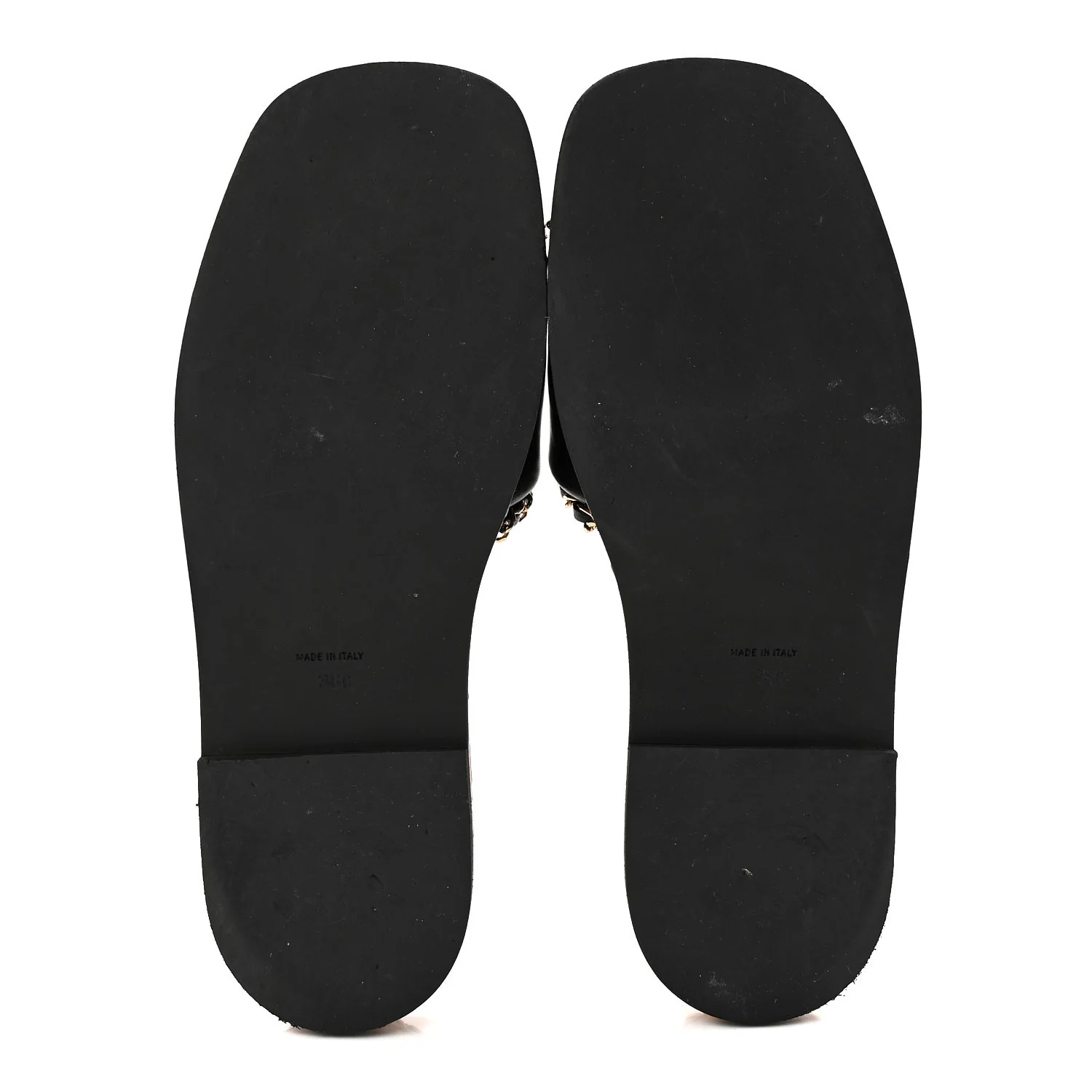 Lambskin Chain Cork Slide Sandals 38 Black - Image 6