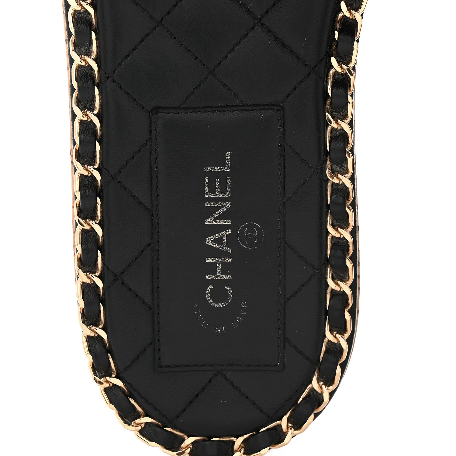 Lambskin Chain Cork Slide Sandals 38 Black - Image 8
