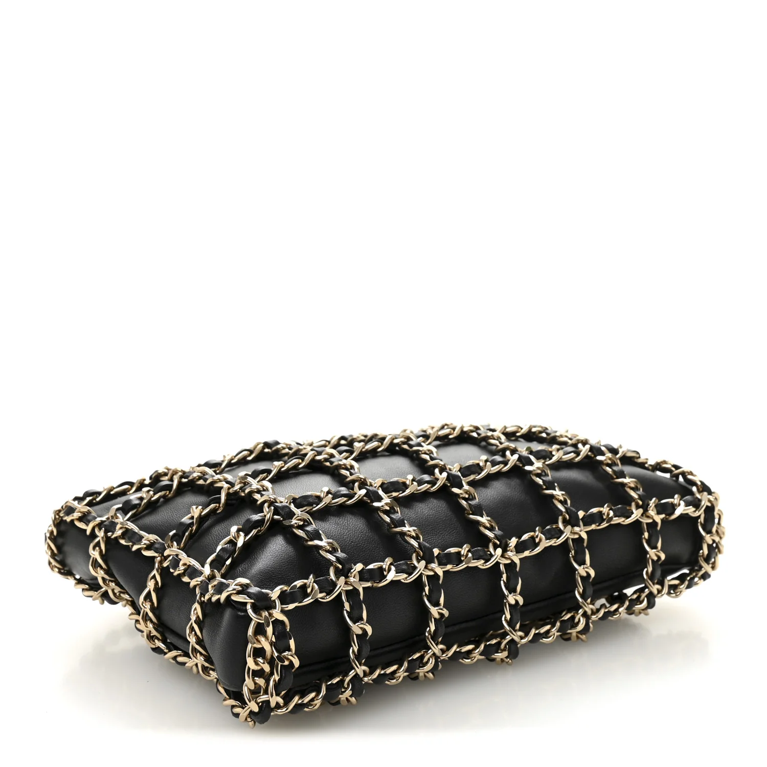 Lambskin Chain Frame Shoulder Bag Black - Image 4