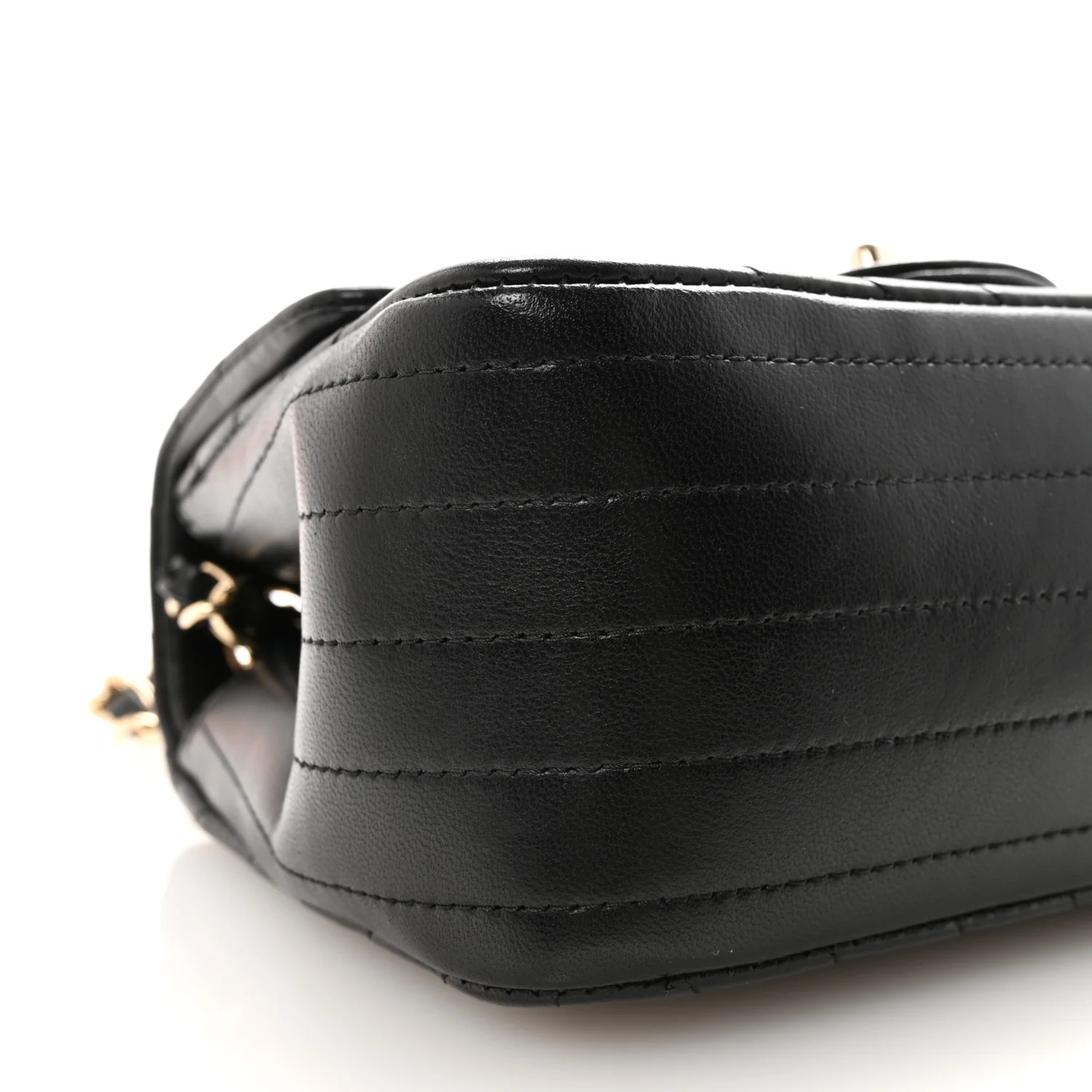 Lambskin Chevron Quilted Mini Square Flap Black - Image 9