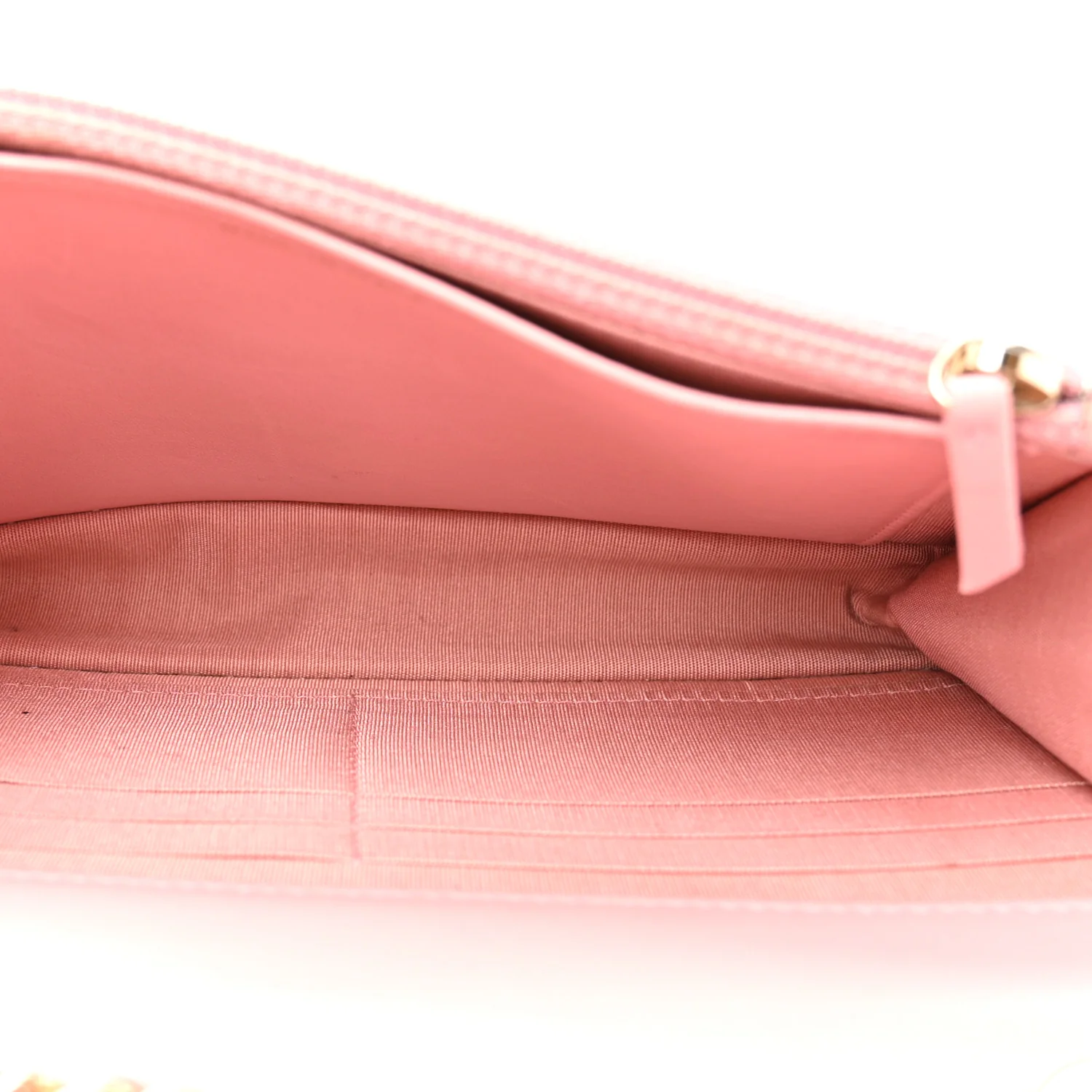 Lambskin Chevron Quilted Trendy CC Wallet On Chain WOC Pink - Image 5