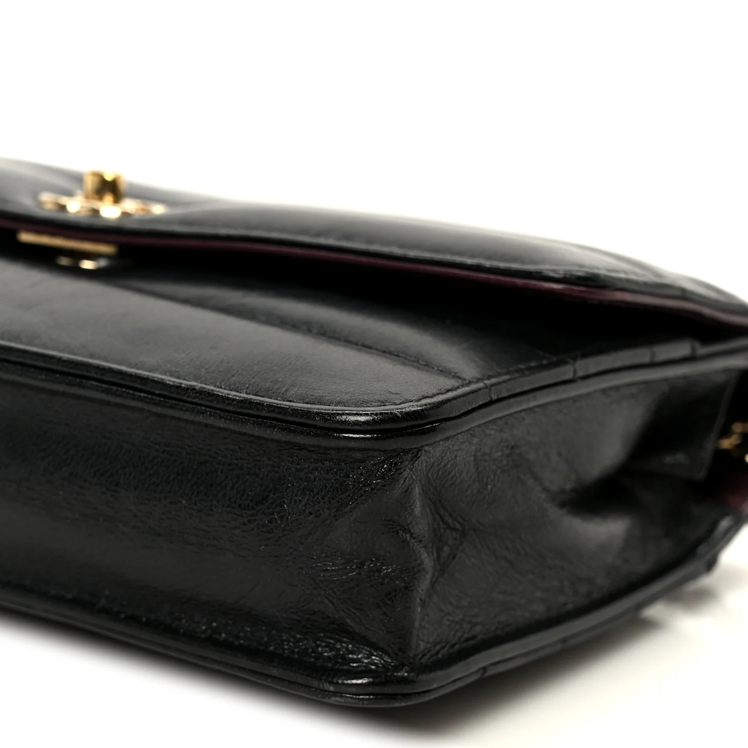 Lambskin Chevron Quilted Wallet On Chain WOC Black - Image 11