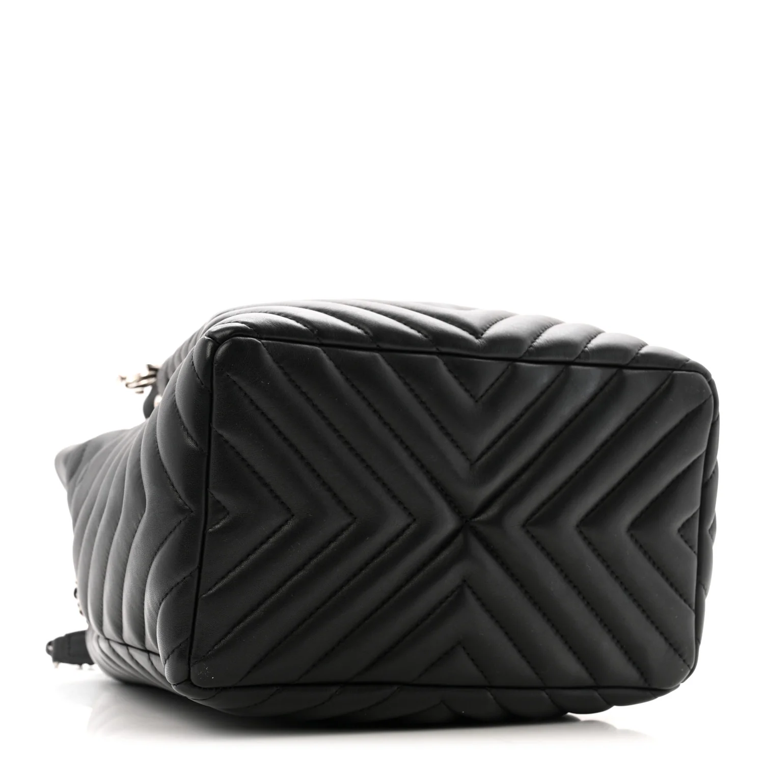 Lambskin Chevron Small Urban Spirit Drawstring Bag Black - Image 4