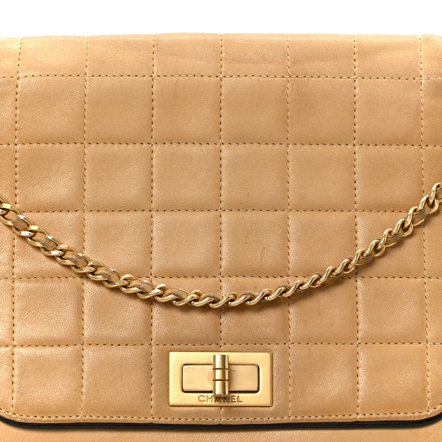 Lambskin Chocolate Bar Accordion Reissue Flap Beige - Image 10