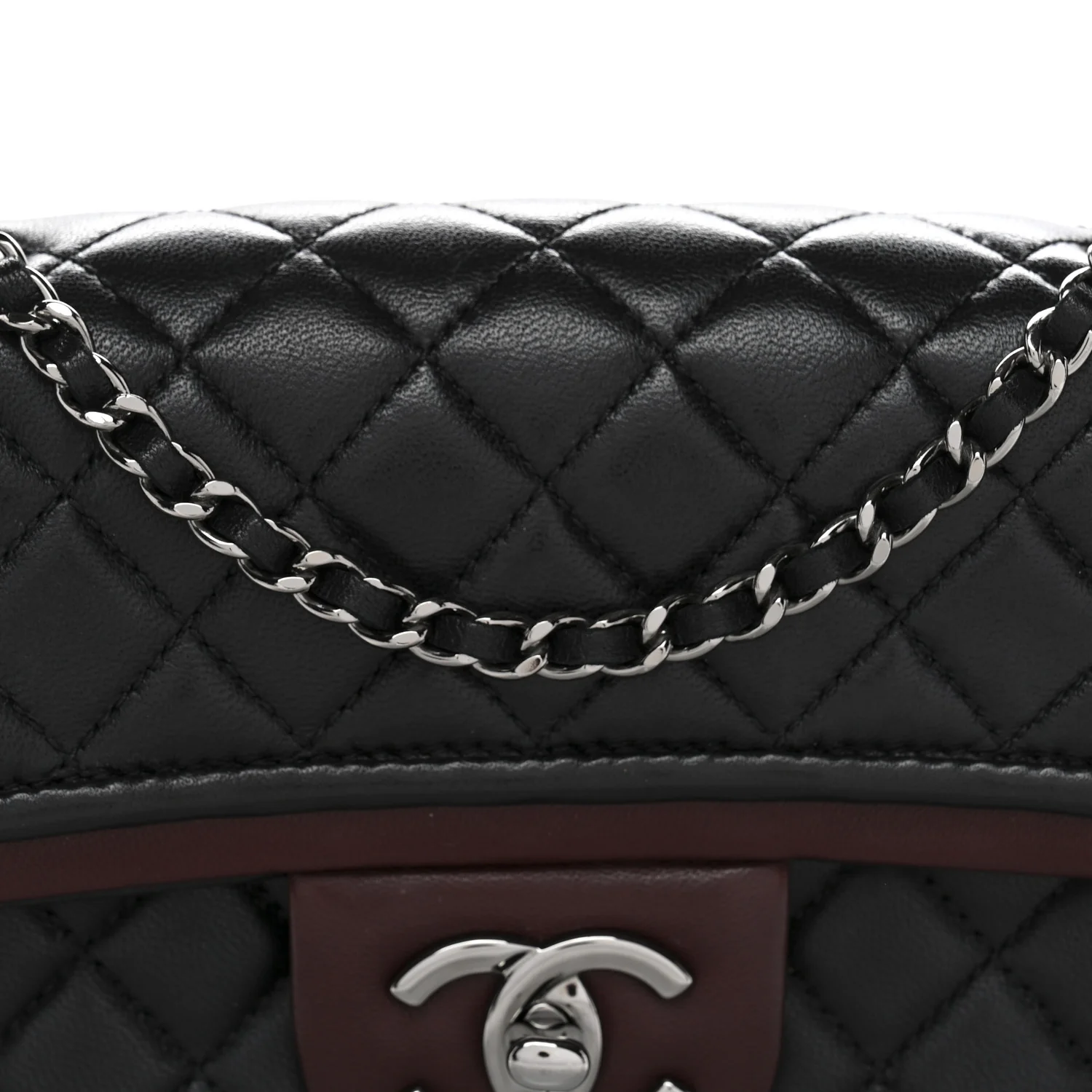 Lambskin Classic Twist Mini Rectangular Flap Black Burgundy - Image 8
