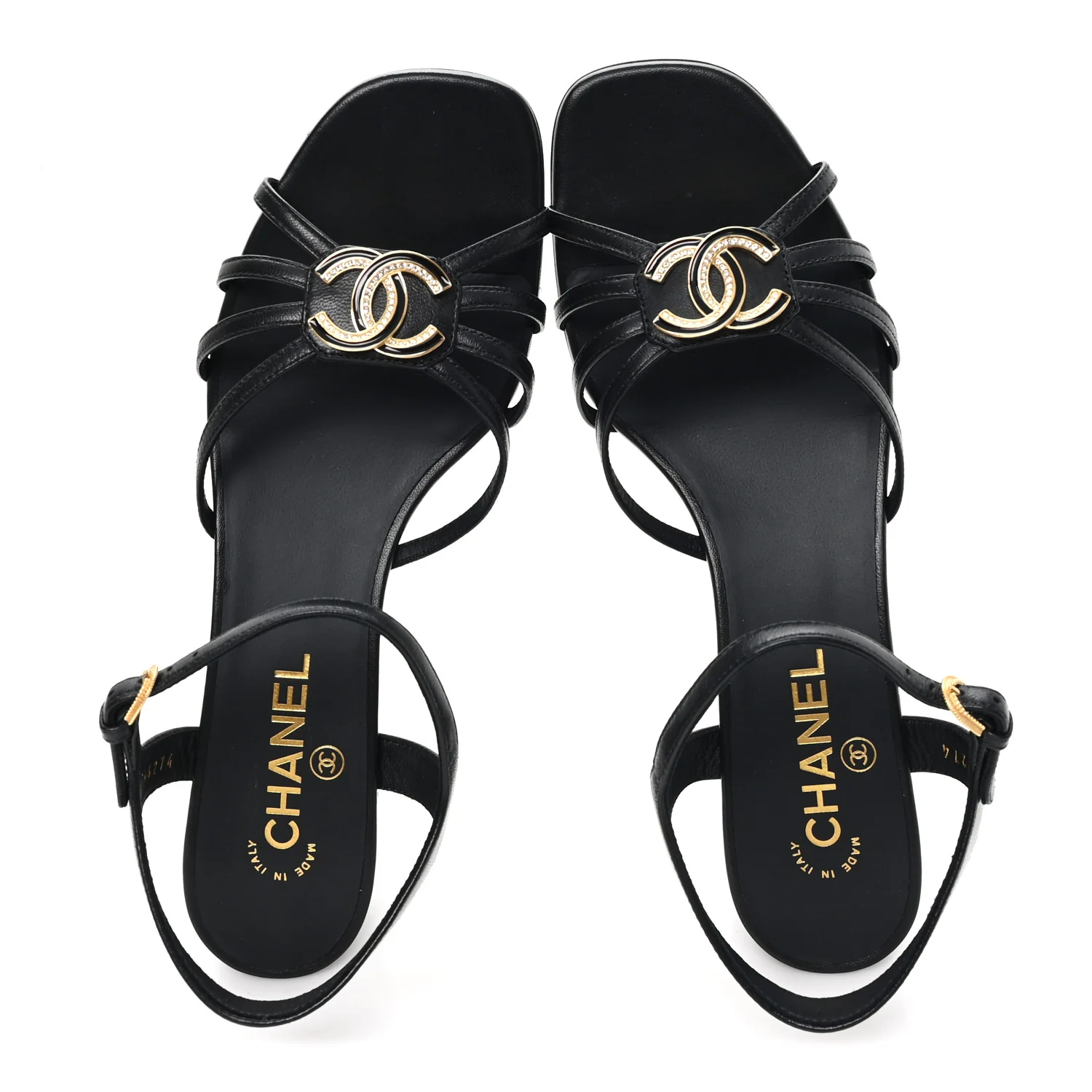 Lambskin Crystal CC Sandals 40 Black - Image 2