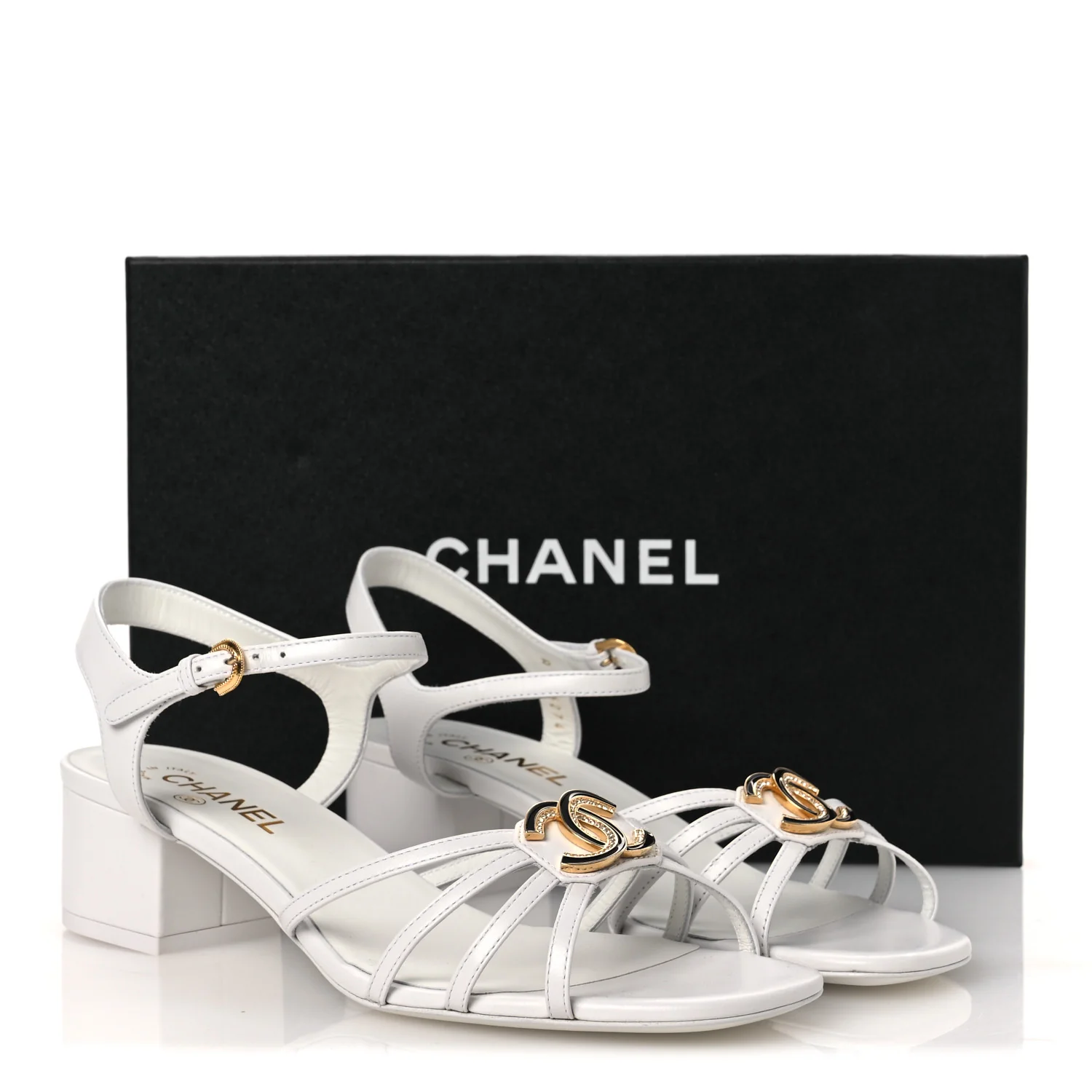 Lambskin Crystal CC Sandals 40 White - Image 11
