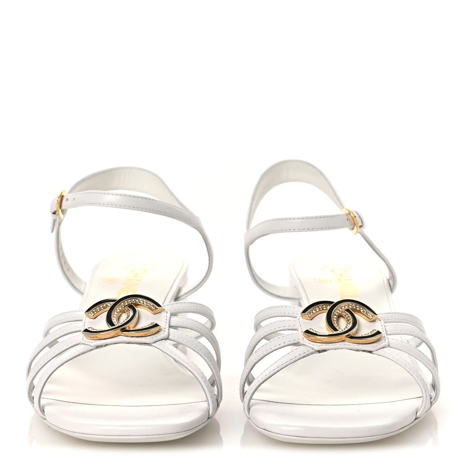 Lambskin Crystal CC Sandals 40 White - Image 3