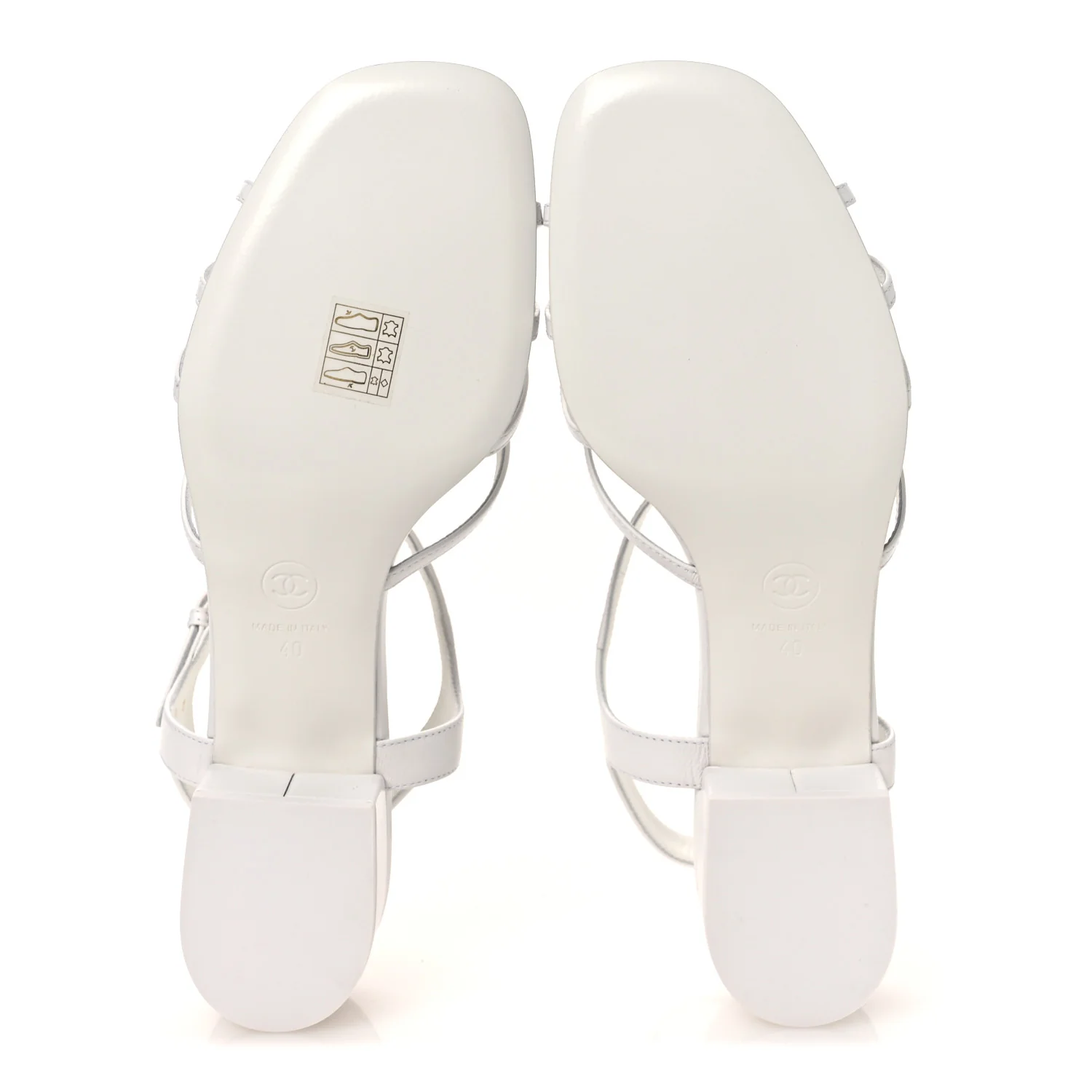 Lambskin Crystal CC Sandals 40 White - Image 7
