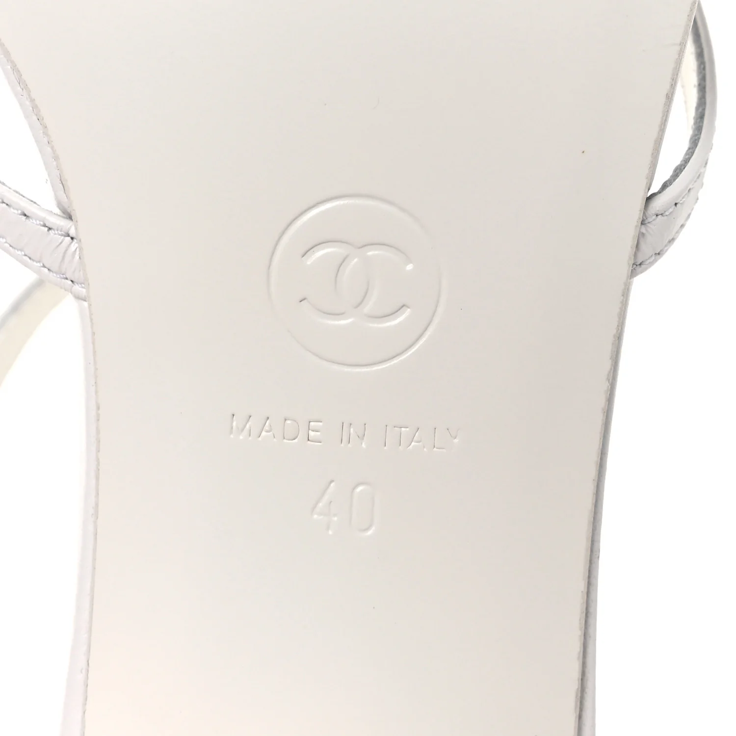 Lambskin Crystal CC Sandals 40 White - Image 8