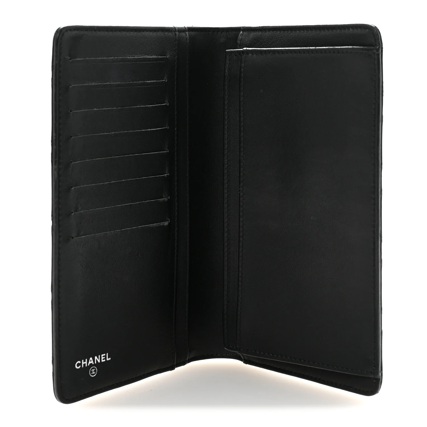 Lambskin Diamond Stitched Yen Wallet Black - Image 5