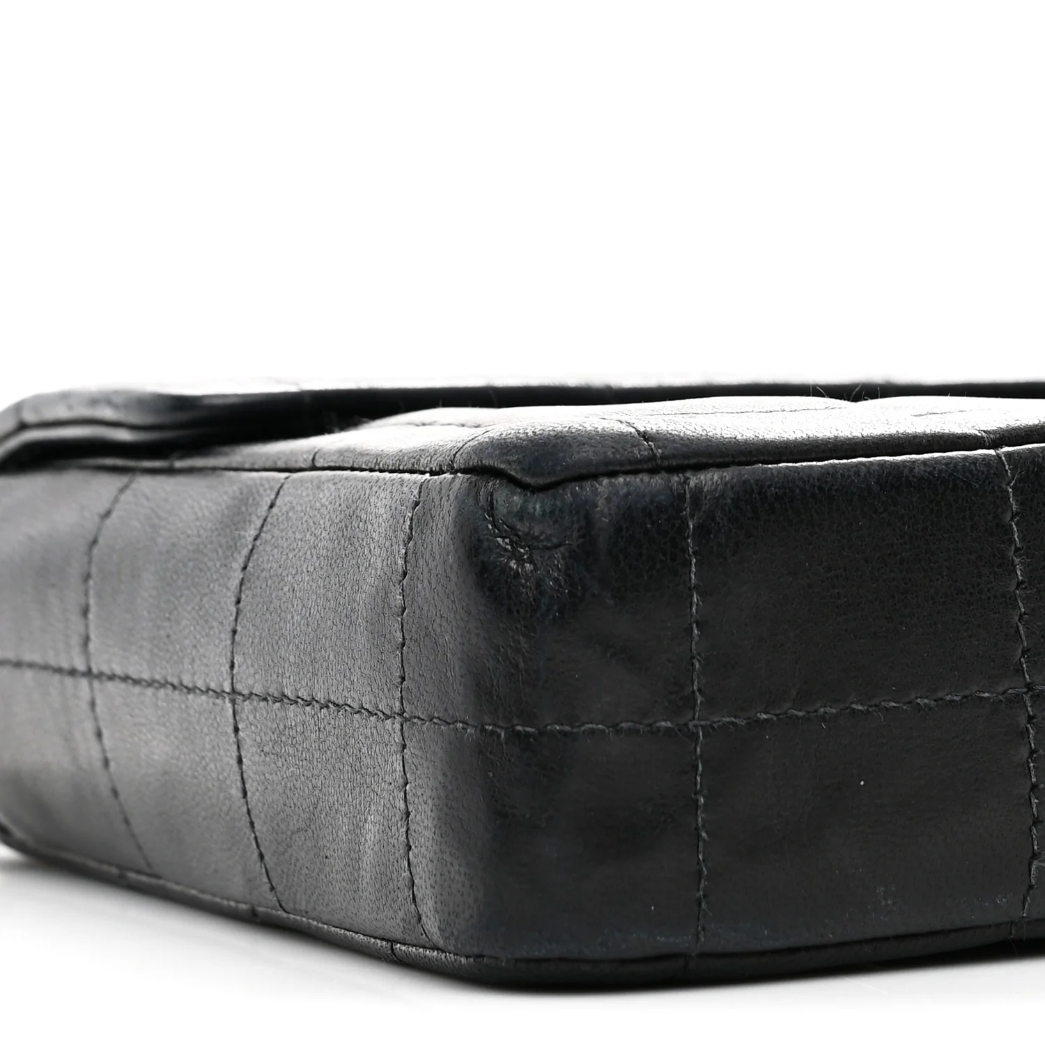 Lambskin East West Chocolate Bar Flap Black - Image 10