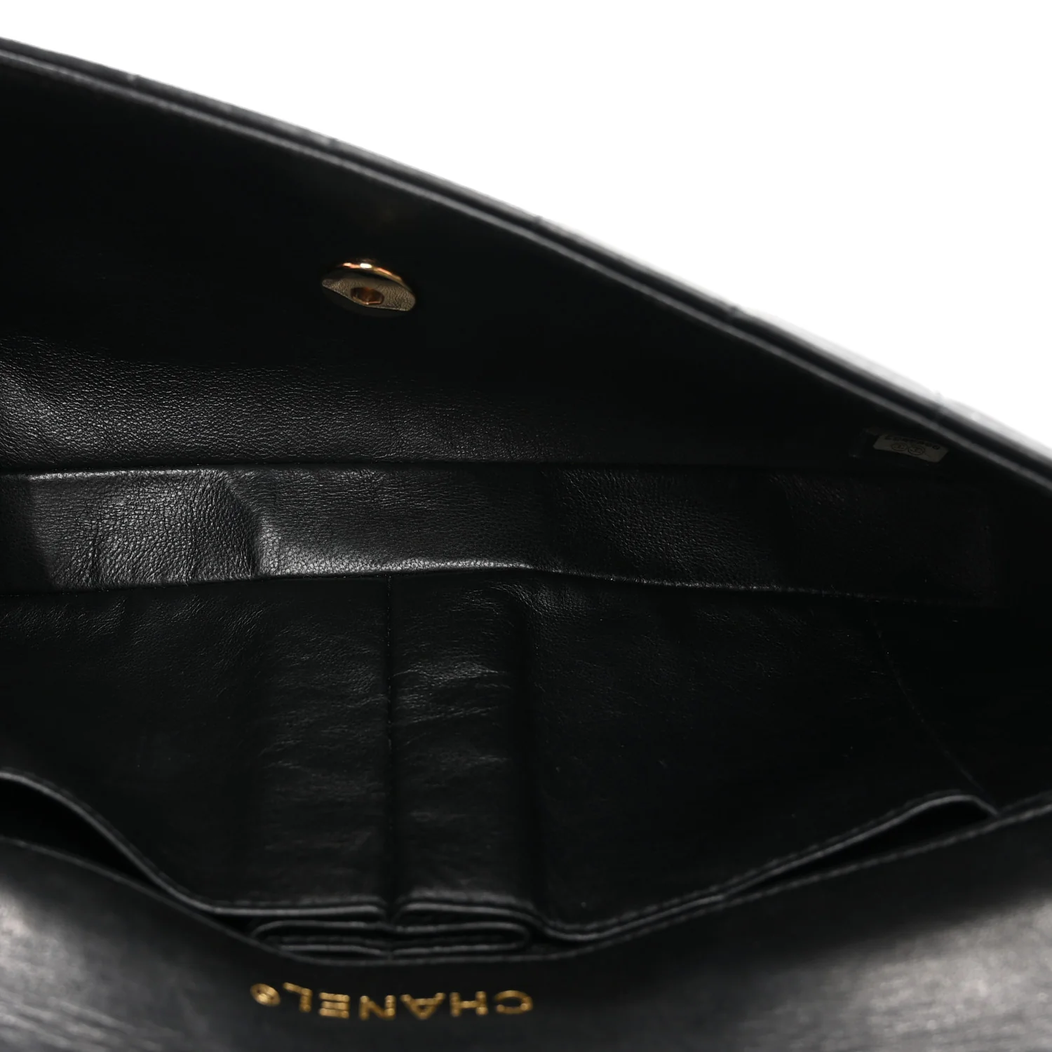 Lambskin East West Chocolate Bar Flap Black - Image 5