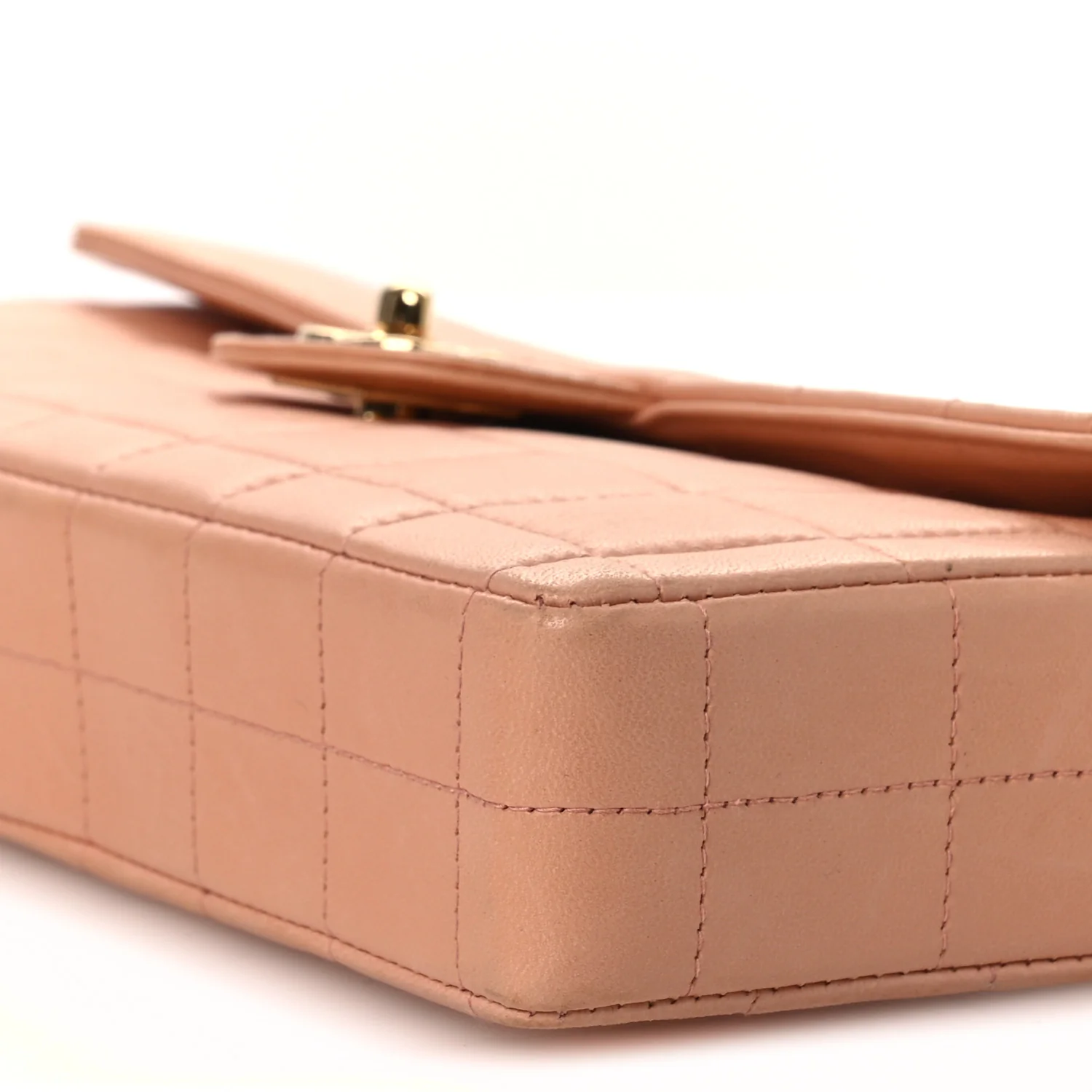 Lambskin East West Chocolate Bar Flap Light Orange - Image 11