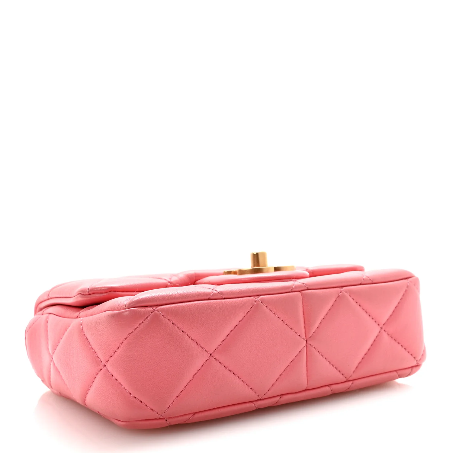 Lambskin Enamel Quilted Pending CC Mini Square Flap Pink - Image 4