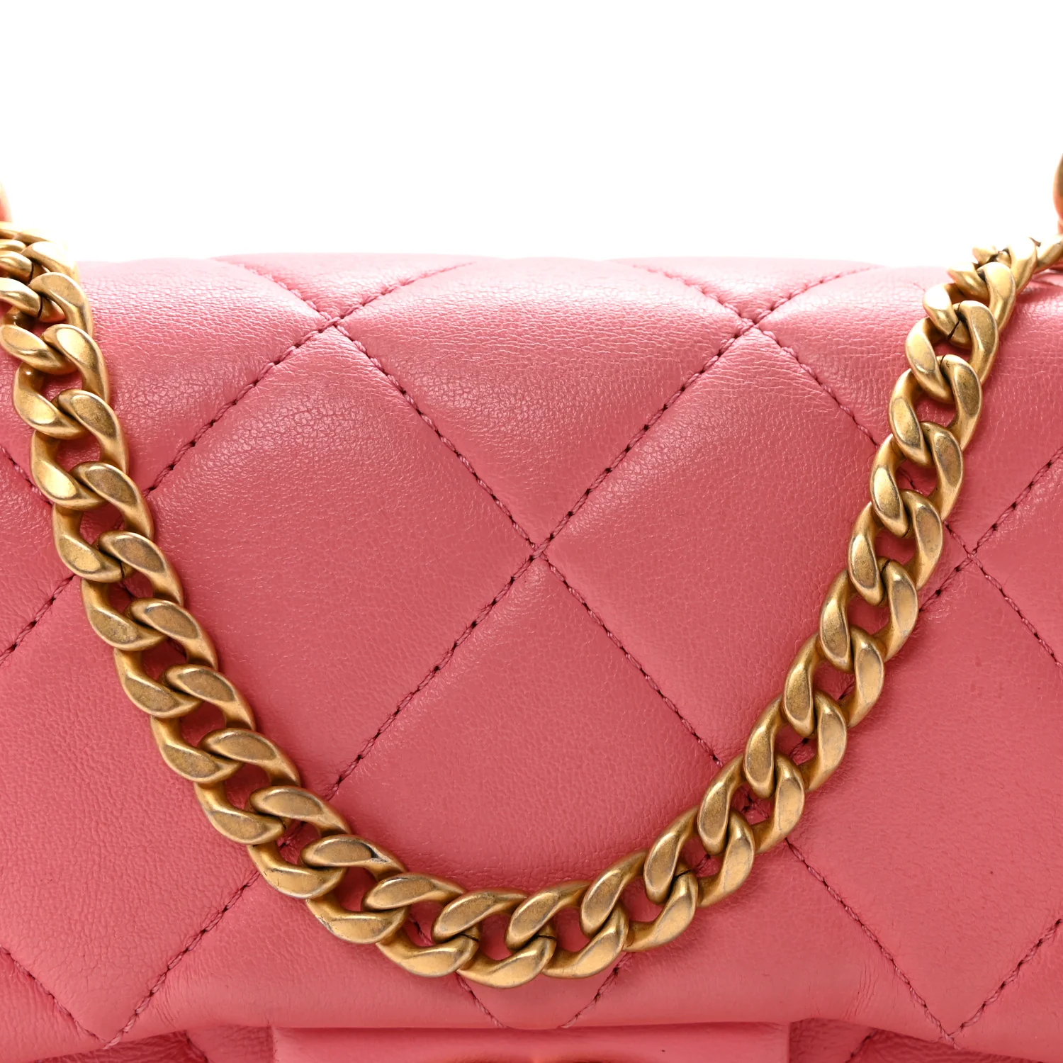 Lambskin Enamel Quilted Pending CC Mini Square Flap Pink - Image 8