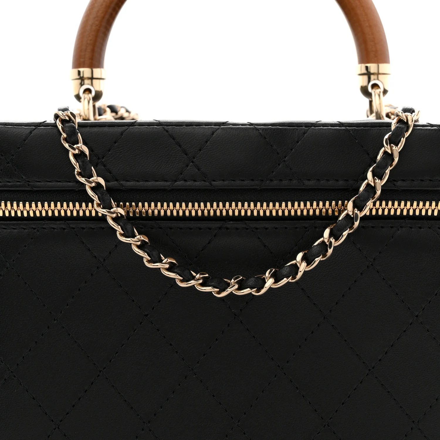 Lambskin Flat Quilted Knock On Wood Large Vanity Case Black - Image 8