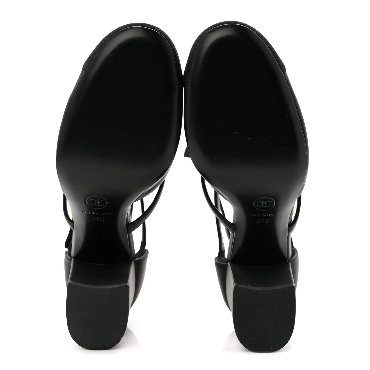 Lambskin Grosgrain Cap Toe Camellia Mary Jane Pumps 37 Black - Image 6