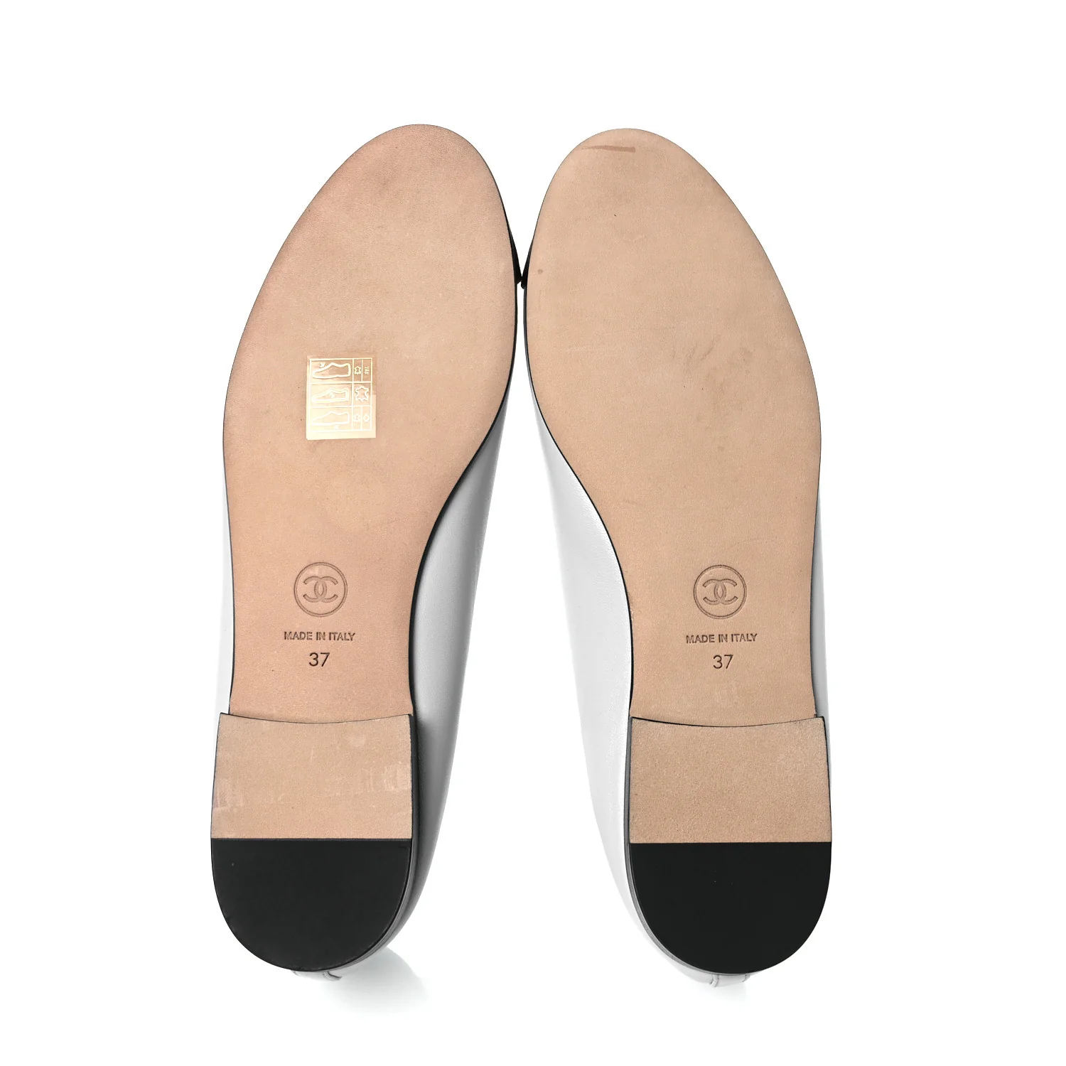 Lambskin Grosgrain Cap Toe CC Ballerina Flats 37 Light Blue Black - Image 7